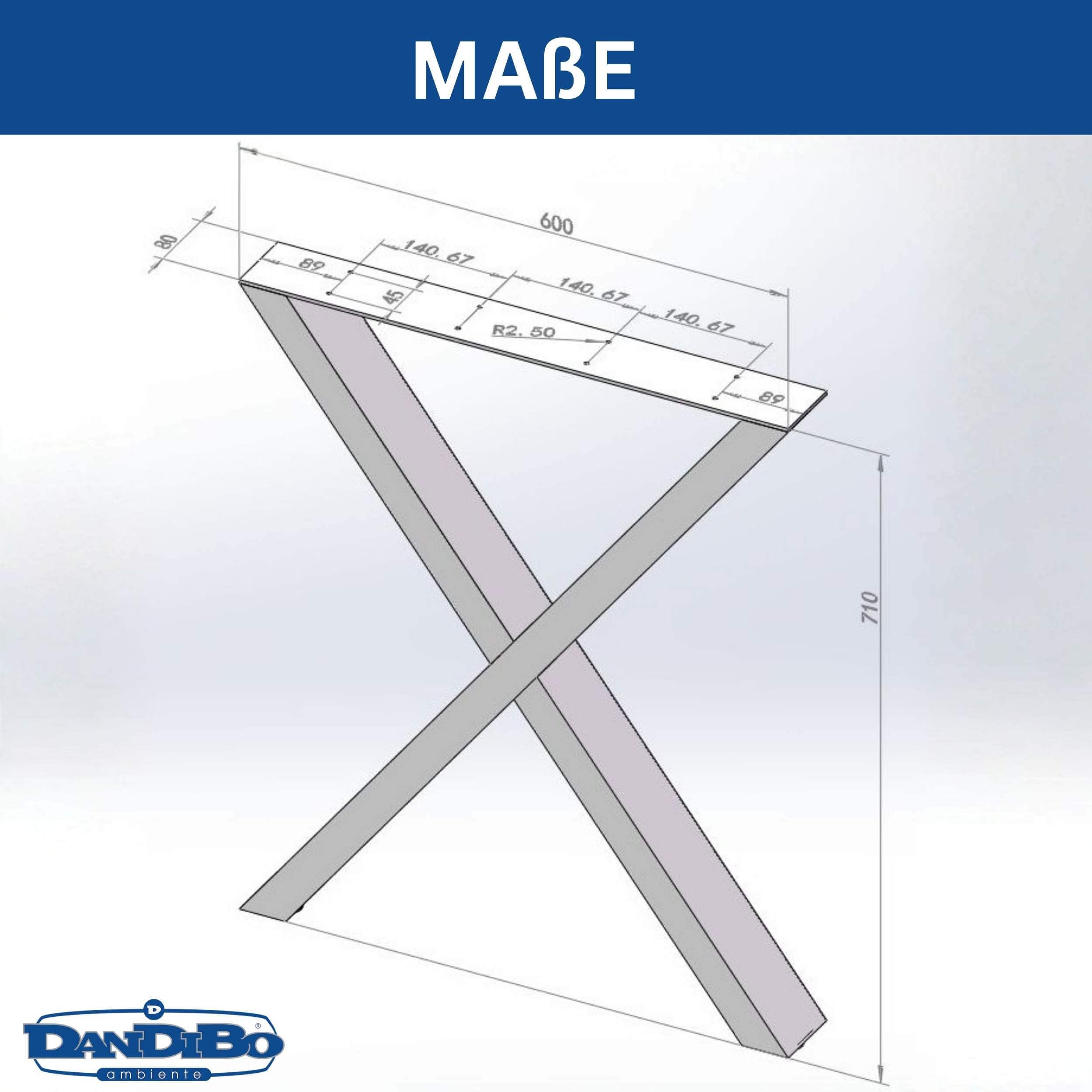 DanDiBo 2 patas de mesa de metal negro, 60 x 72 cm, altura regulable, patas para muebles, patas de mesa, patas de mesa de comedor
