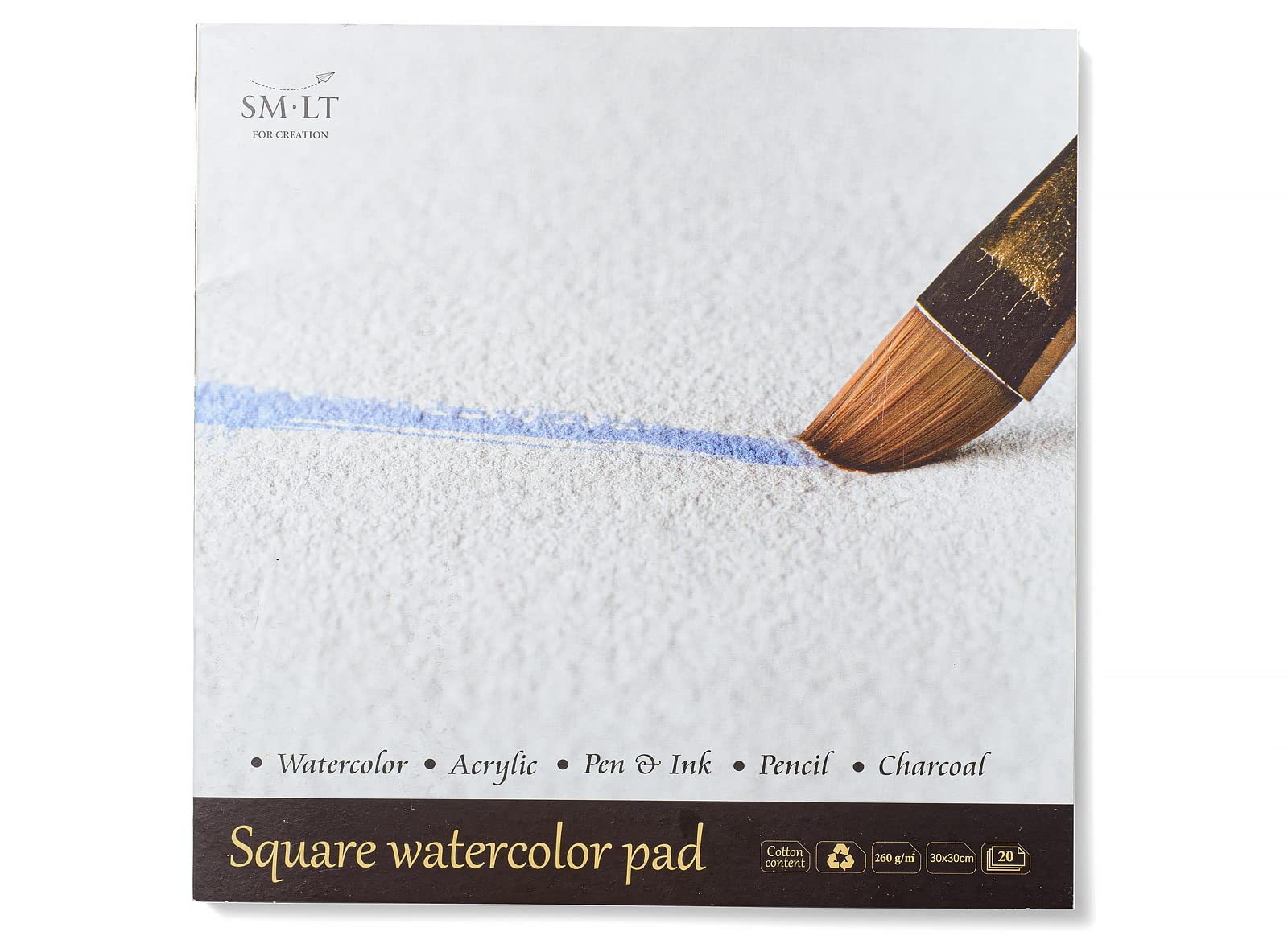 . LT ENGLISH Watercolor Pads Square as 20 (260) Watercolour Paper 260gsm White 100% Recycled Cotton Age, and acid-free paper 20 sheets