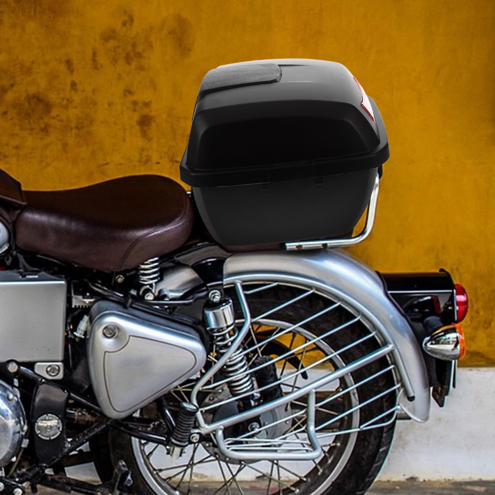 Baúl para Scooter y Motocicleta con Gran Capacidad, Caja Trasera de Abs y Metal, Almacenamiento Espacioso y Fácil Instalación para Accesorios Moto