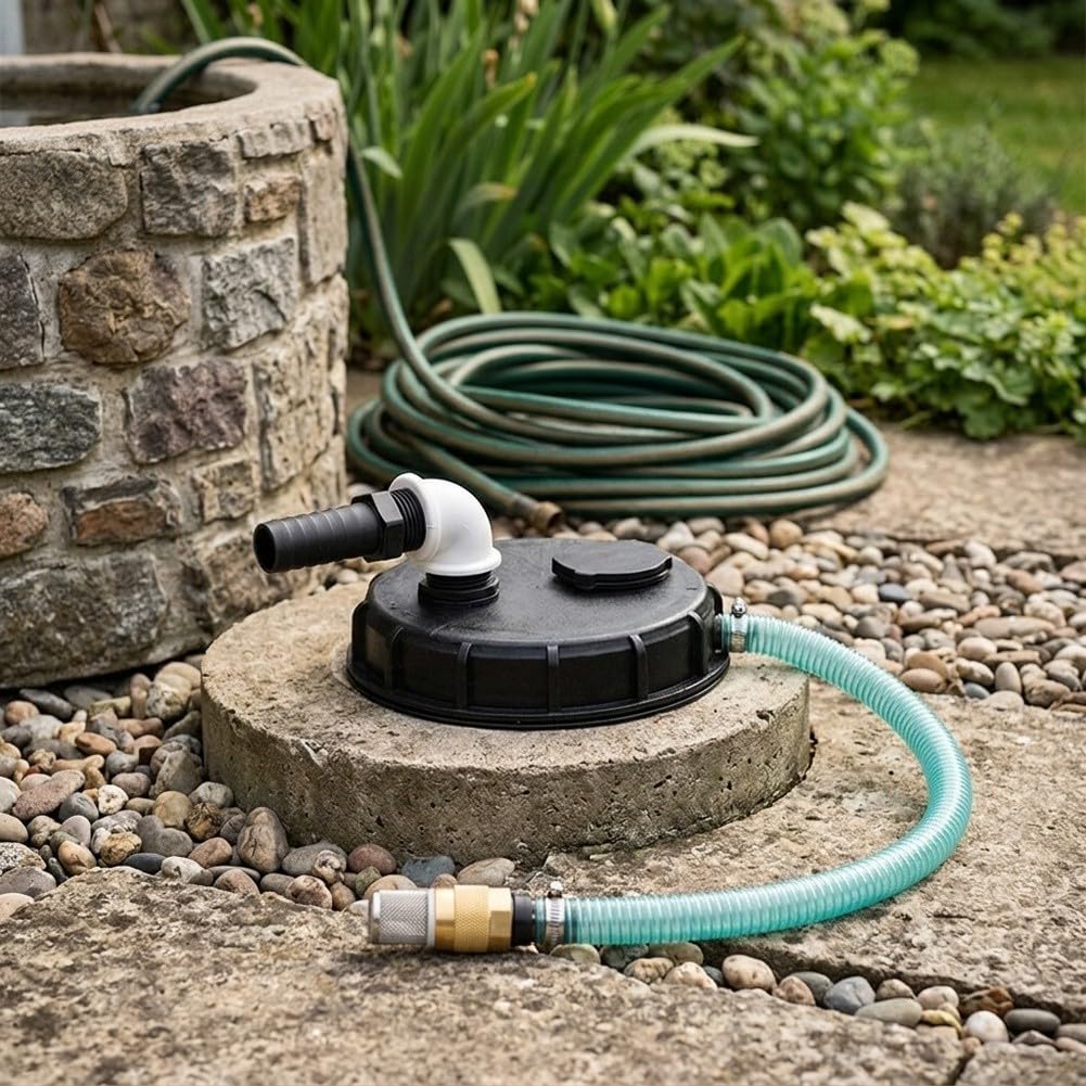 für ibc Auffangwanne Deckel DN150 Kunststoff Schwarz Wetterfest(With hose)