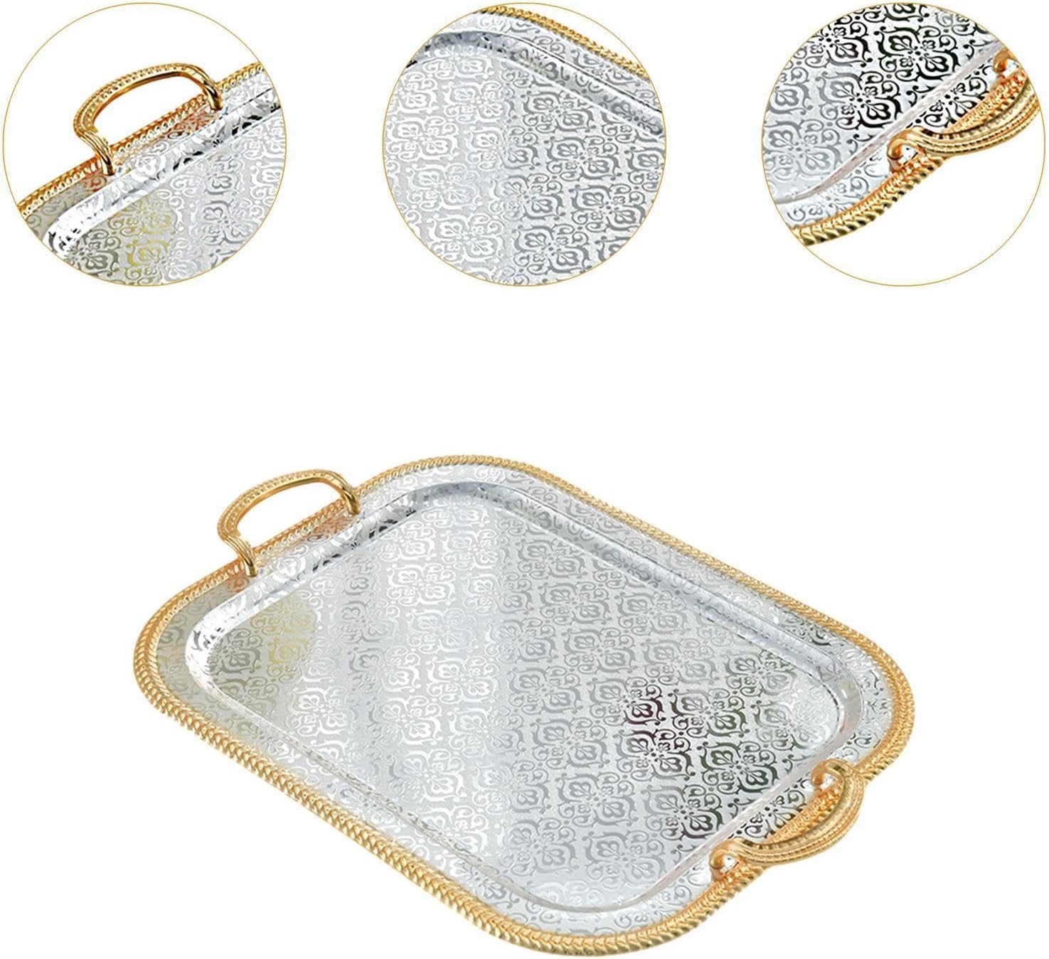 Vassoio da portata porta tazza da tè in ferro multifunzionale vassoio decorativo vassoio per tè/spogliatoio, ristorante, soggiorno (L)