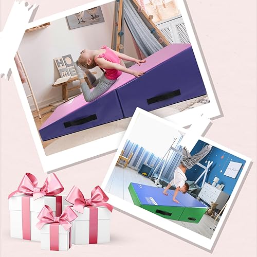 Miniatura 8 de Kangaroo Hoppers Alfombrilla de gimnasia inclinada 48 x 24 x 14 pulgadas 56 x 28 x 15 pulgadas 34 x 24 x 13 pulgadas cuña plegable para niños