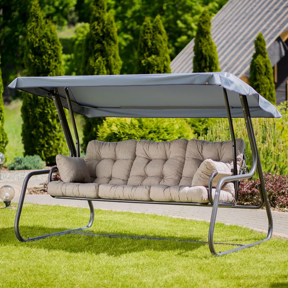 PATIO Hollywoodschaukel Auflage 3 teilig Celebes für Sitzfläche 170 cm mit Seitenkissen Gartenbank Gartenstuhl Polster