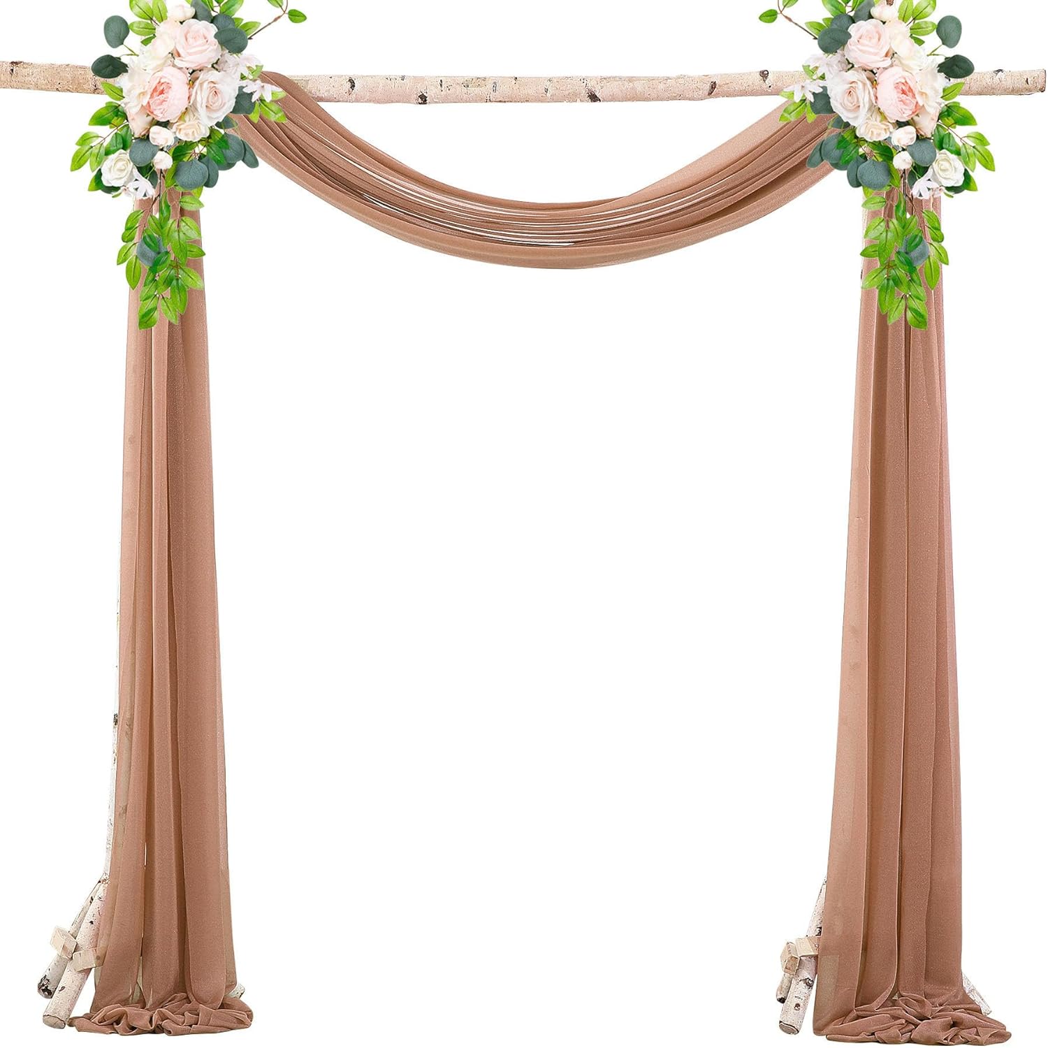 KeuLen Wedding Arch Draping Fabric,1000 * 75CM 2PCS Wedding Arch Draping Fabric Chiffon Arch Drapes for Party Outdoor Wedding Decor Table Runner Sheer Screen Curtain (Color : Reddish Brown)