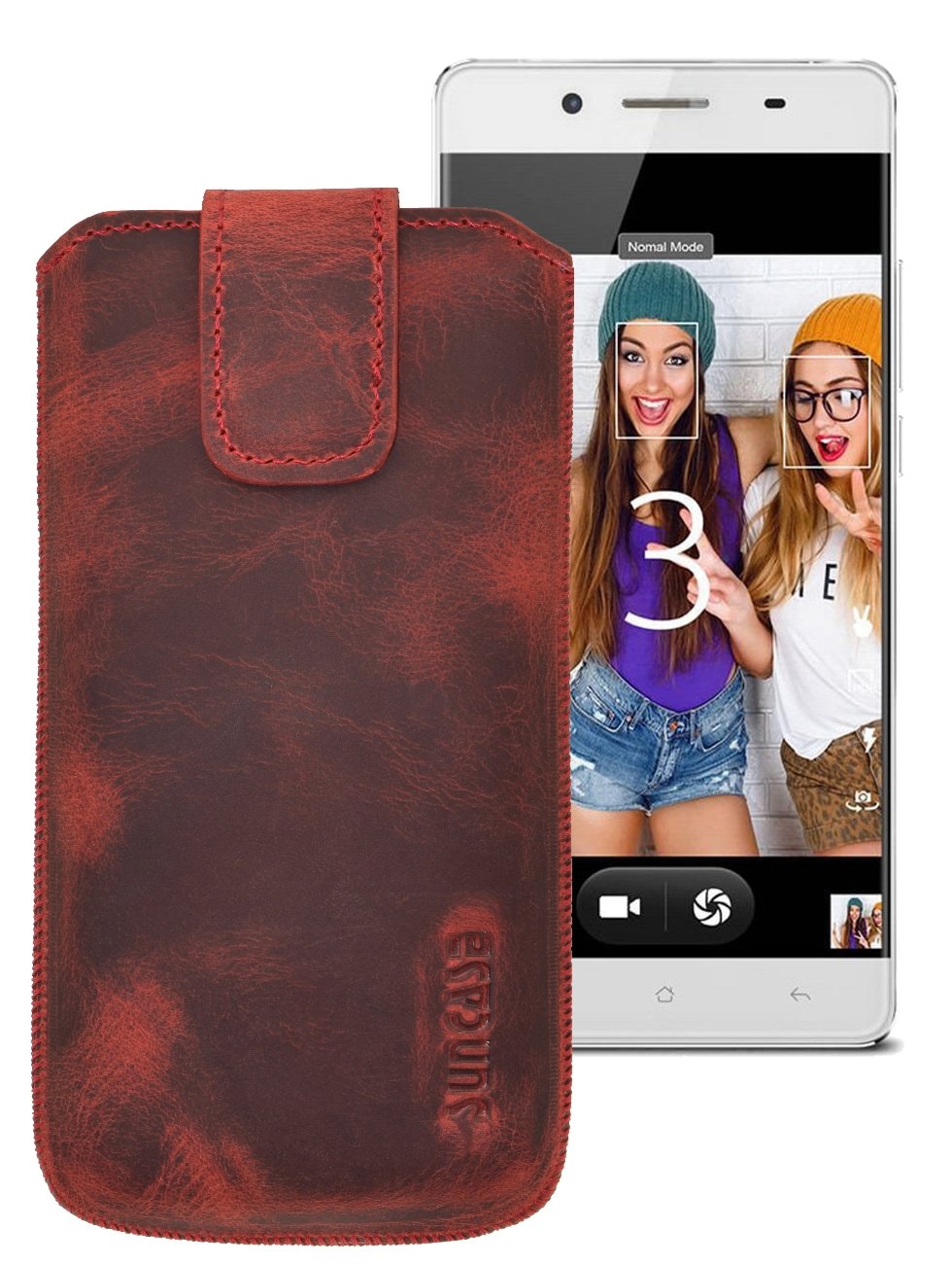 Suncase - Custodia in vera pelle compatibile con Cubot J9 (2020