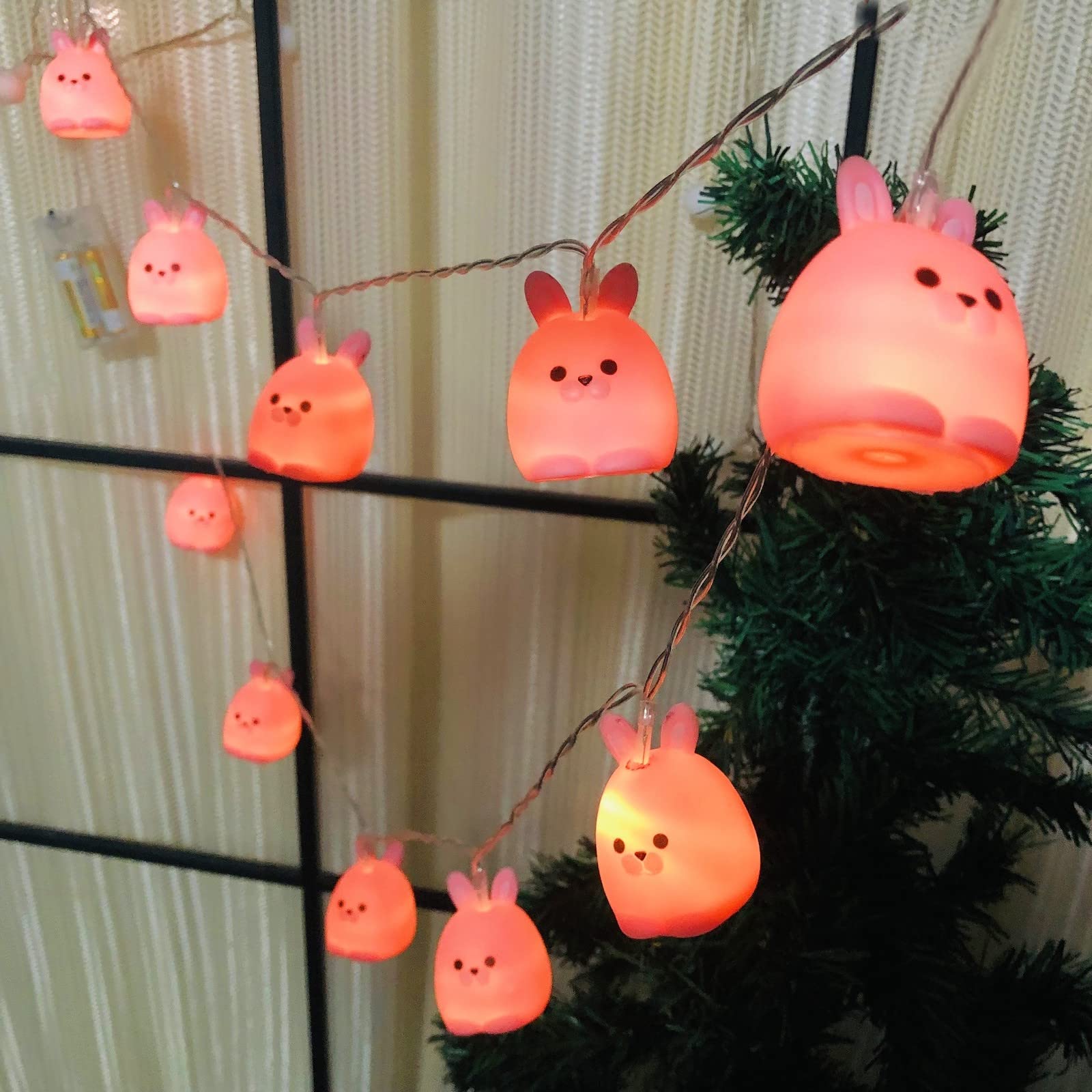 Riaxuebiy Cute Rabbit String Lights 10LED Battery Operated Fairy Night Light for Bedroom Party Holiday Christmas Decorative Kid's Cognitive Toys (Rabbit, 5.4FT/10LED)