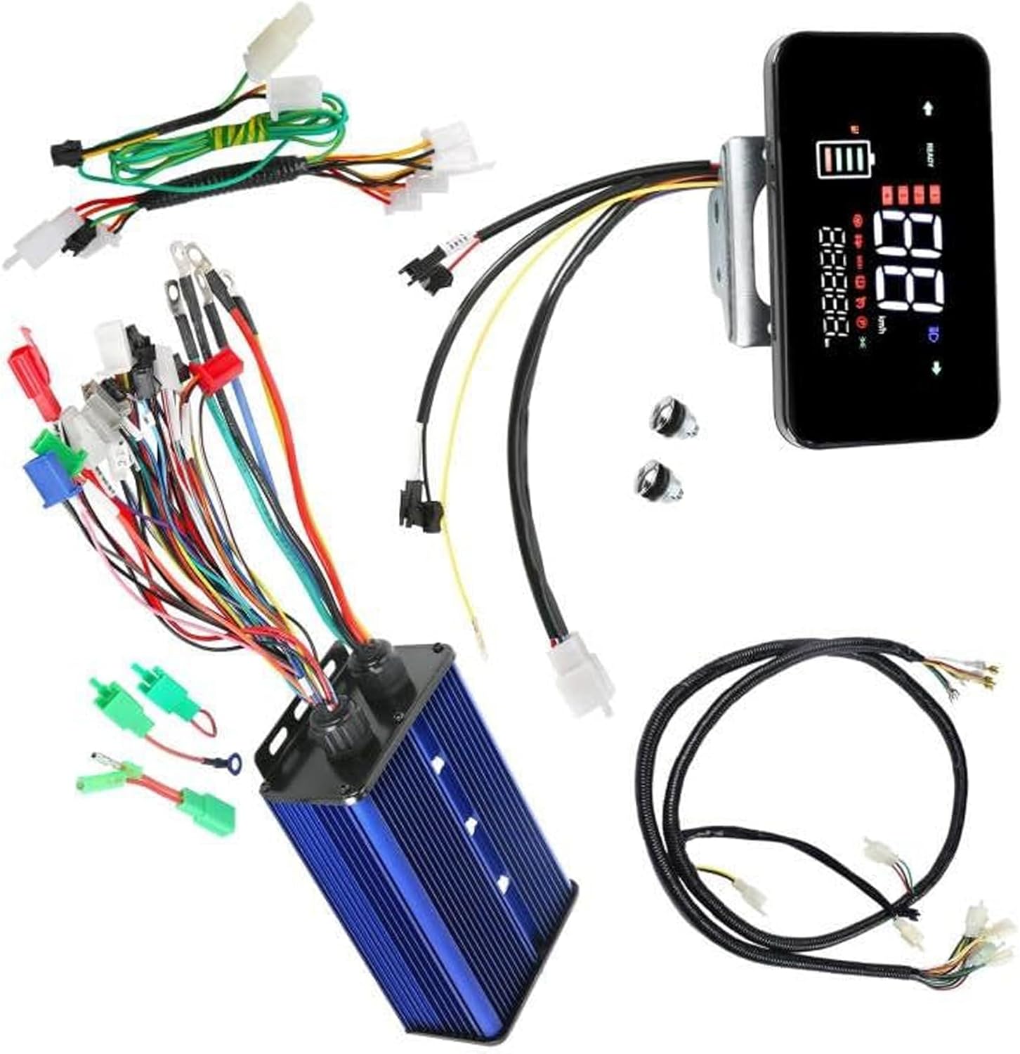 36V-84V 350W-3000W Brushless Motor Controller Kit with LCD Display, Speedometer, Wiring Harness for Electric Bike, E-Scooter, ATV, Go Kart, Quad, Drift Trike, DIY Parts