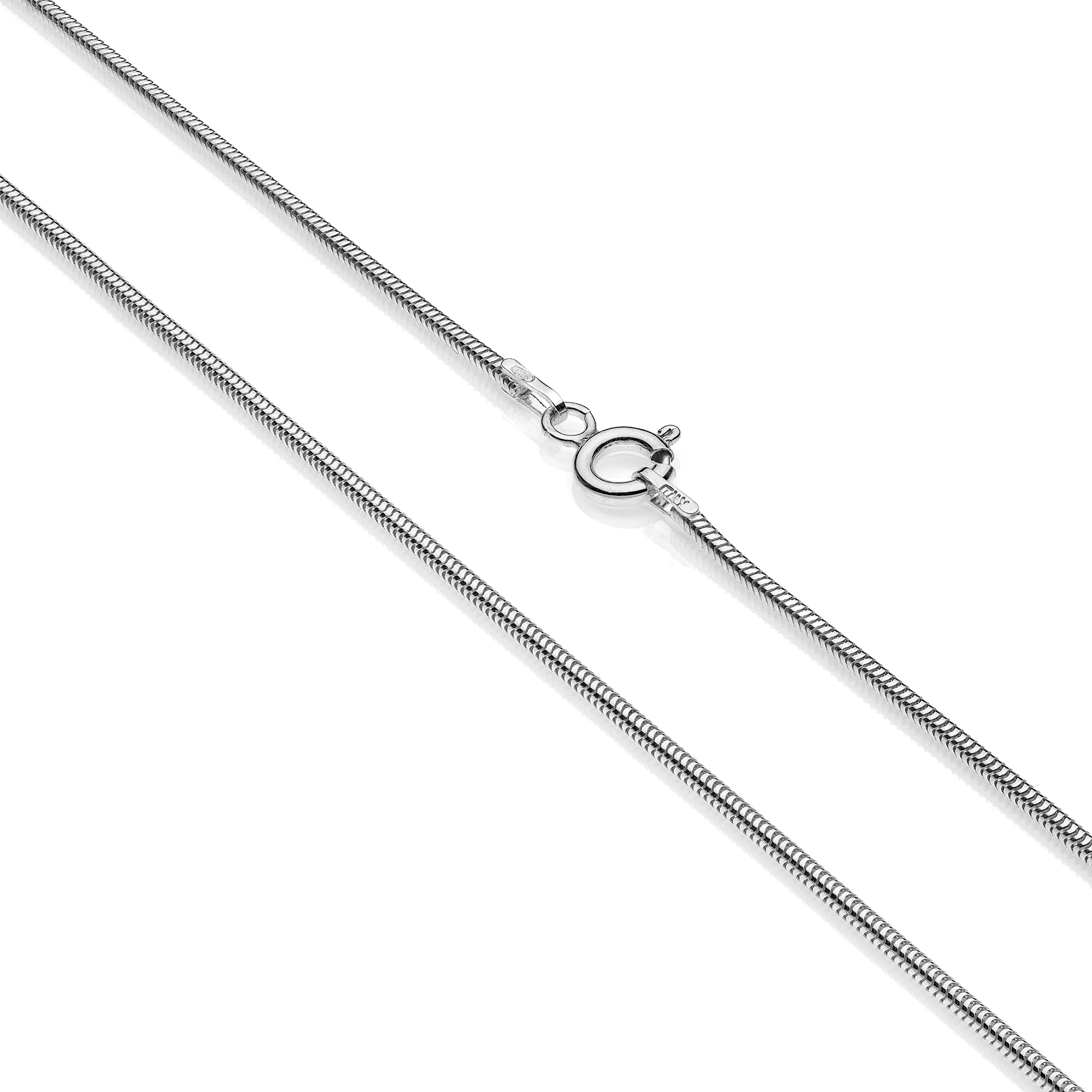AKA Gioielli® - Cadena de Serpiente 1.4 mm Plata De Ley 925 - Collar Mujer Largo: 45 50 60 70 80 90 cm