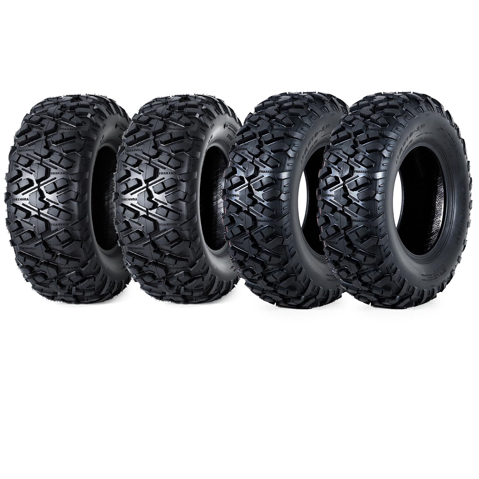 GarveeTech ATV/UTV Tires, Set of 4-25x8-12 Front &amp; 25x10-12 Rear All-Terrain Tires, 6-Ply Tubeless, for Off-Road, Mud, Dirt and Trails