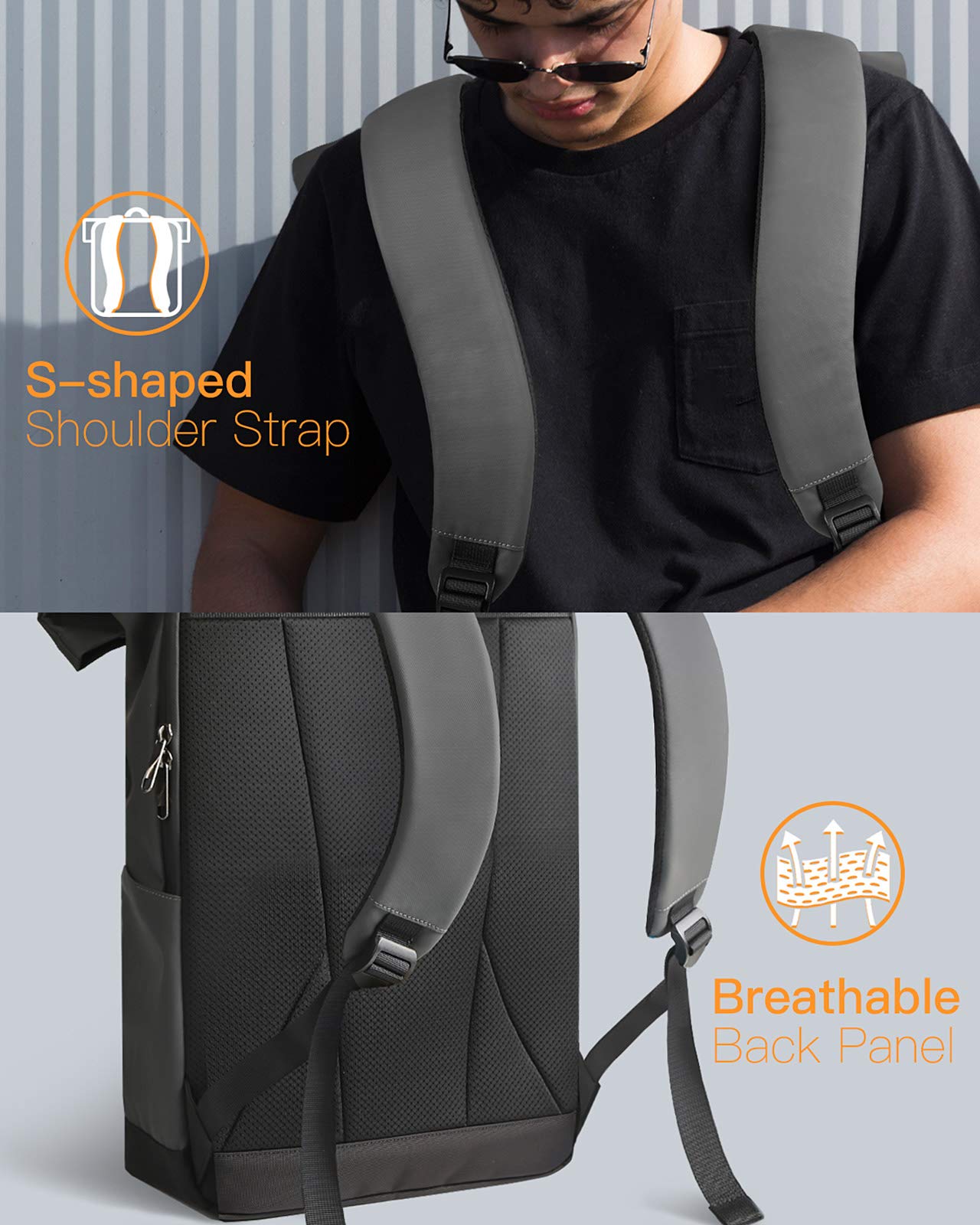 Inateck RollTop plecak męski, damski, 25 l – 30 l, plecak rowerowy, plecak szkolny, na uczelnię, na rower, czas wolny, do pracy, sport, podróże, na rower, stylowy plecak z kieszenią na laptopa 17 cali