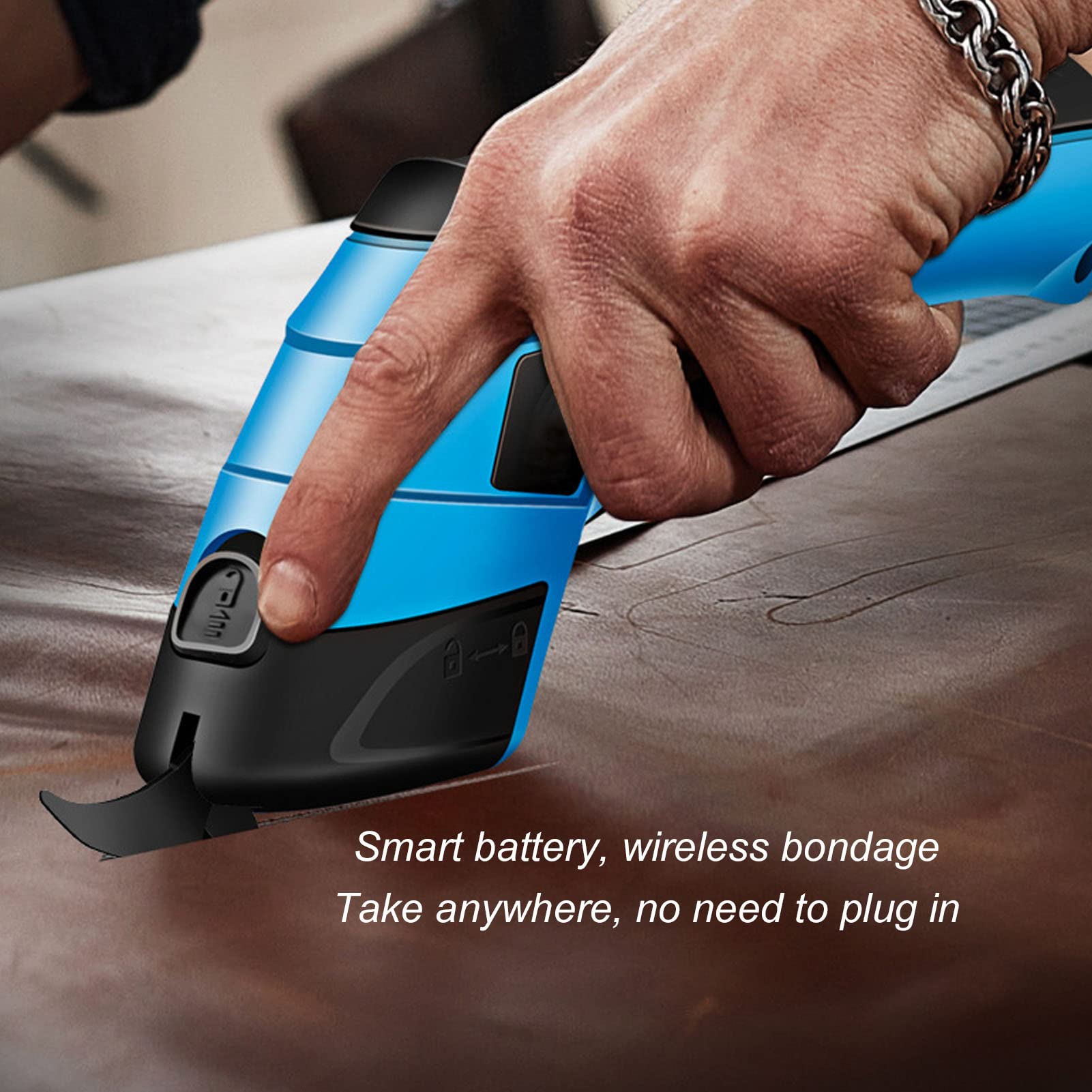 Electric Scissors Cordless 6.8VF with 3.6V Lithium Battery ABS and Tungsten Steel Rechargeable Cutter Shear with USB charging