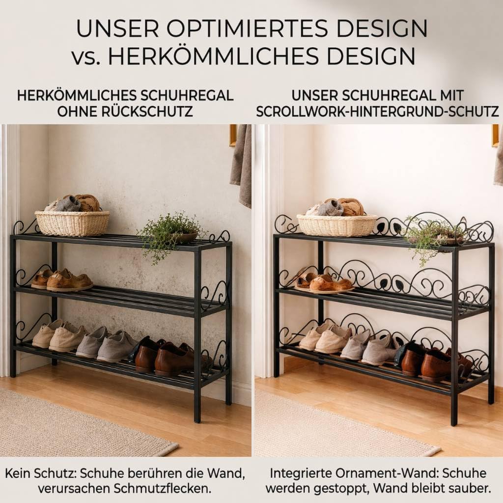 DanDiBo Schuhregal Metall Schwarz 3. Ebenen Schuhschrank Hoch Platzsparend 92 cm Mi-3 21235 Shoe Rack Schuh Regal Schuhorganizer