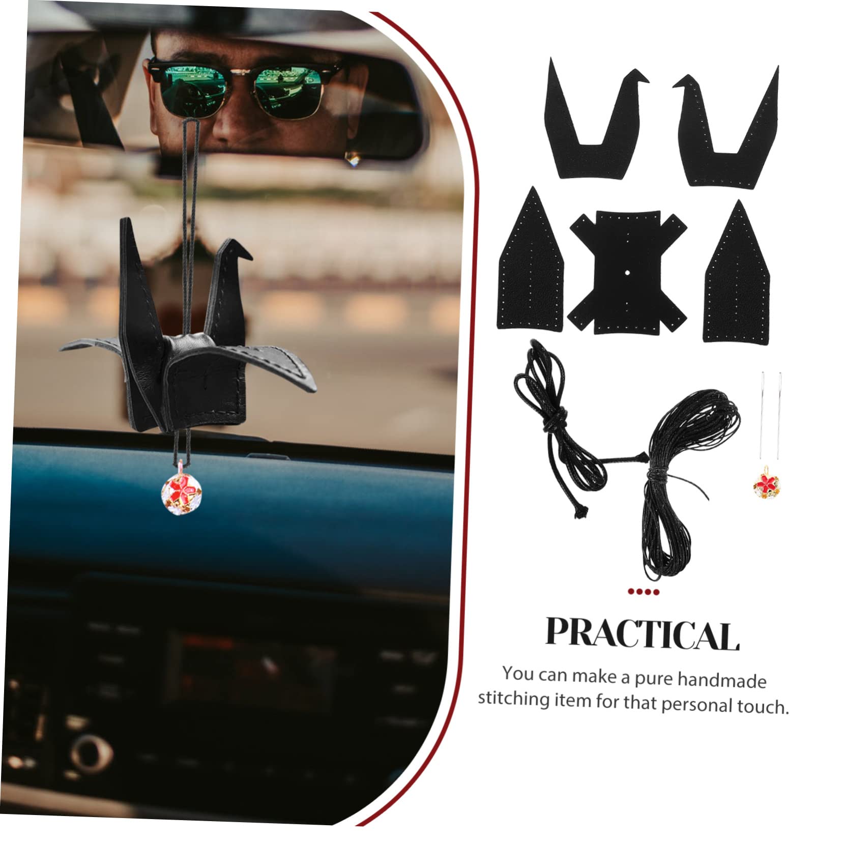 TEHAUX 5ensembles Pendentif Cuir Origami Kit Pour Voiture Ensemble De Matériaux Pour Création De Crane Cuir Décoration Unique Et Facile à Réaliser Pour Amateurs De Couture