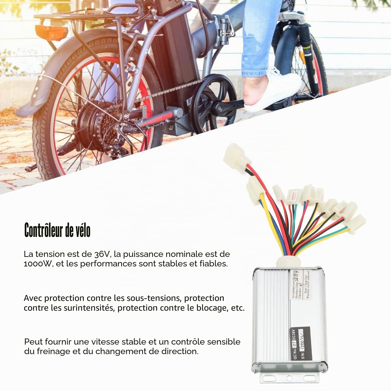 Alomejor Contrôleur de Moteur brossé pour Vélo électrique 36V 1000W Kit de Contrôle de Vitesse pour Scooter
