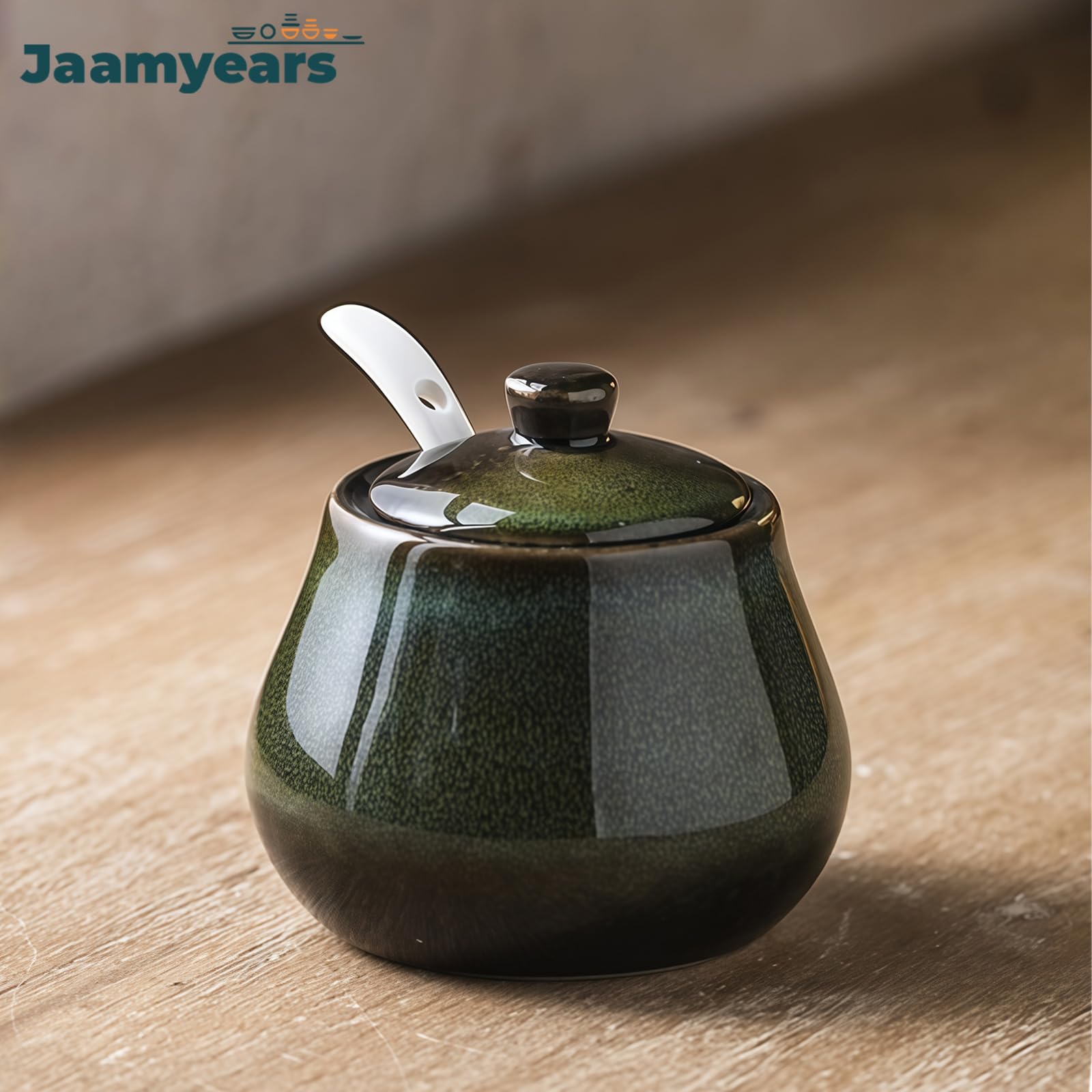 Zuccheriera con coperchio e cucchiaio, piatto in ceramica da 260 ml per bar, comodo zuccheriera per uso domestico o ufficio, perfetta per gli amanti del caffè e gli appassionati di tè