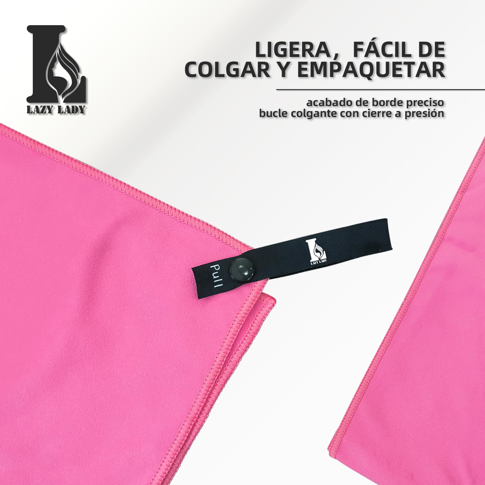 LAZY LADY Toalla Microfibra de Gimnasio para Hombres y Mujeres - 5 Colores, 6 Tamaños, Secado Rápido para Deporte y Gym (Rosa, 80X40CM)