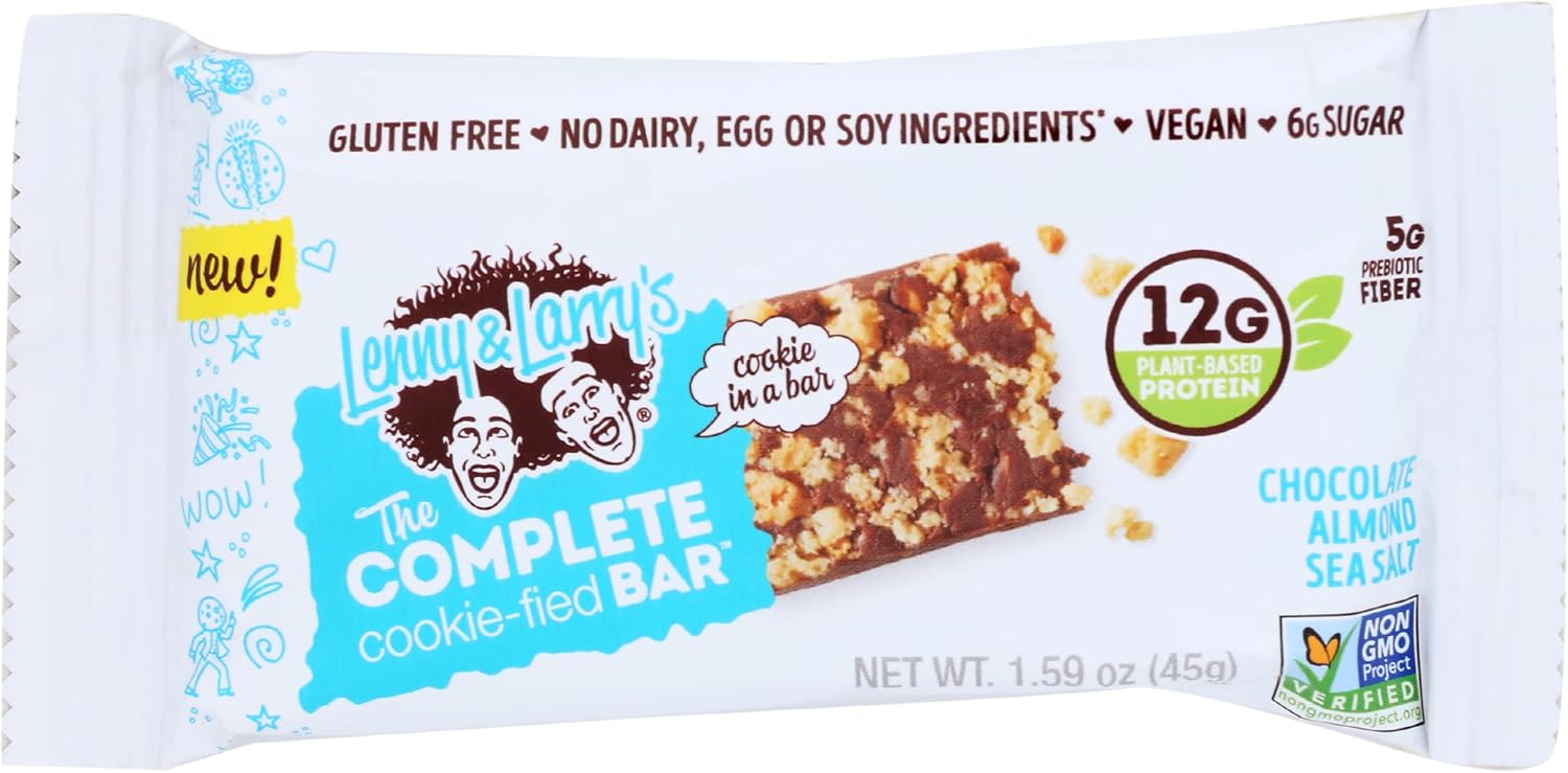 Lenny & Larry's Chocolate Almond Sea Salt The Complete Cookie-Fied Protein Bar, Dairy Free, 1.59 Ounces (Pack Of 9)