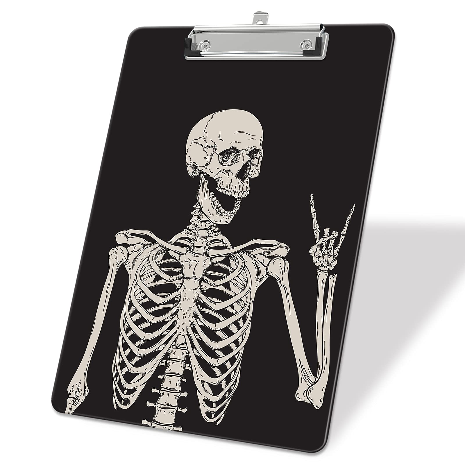 ZAXMEY Plastic A4 Clipboards, Cute Clipboard Stardard Letter Size for Teacher, Kids, Lightweight Clip Board, Decorative Clip Boards, Office Clipboard, School Supplies, Skeleton