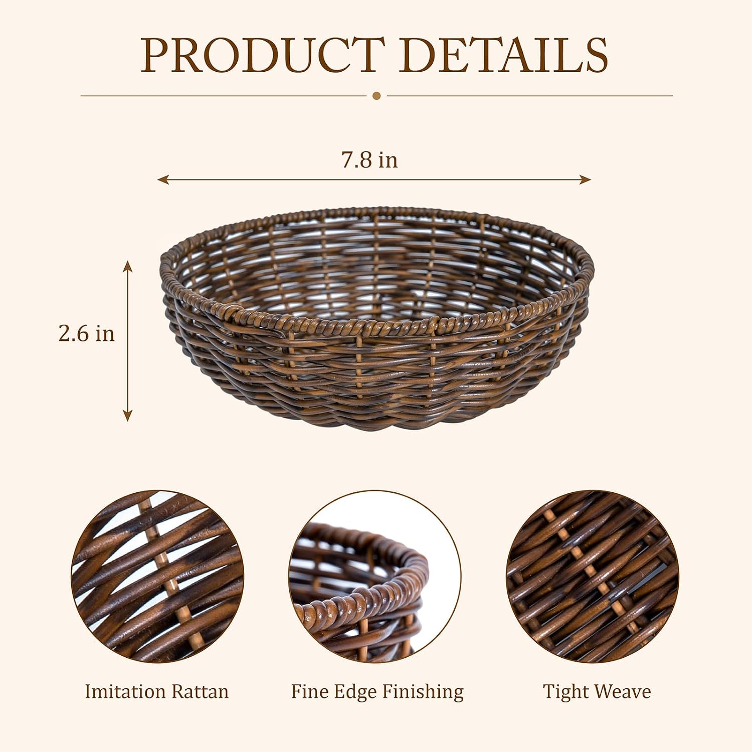 Small Wicker Basket, Handwoven Rattan Basket for Keys Snacks Fruits & Table Storage | Woven Basket for Entryway Table Kitchen Counter Desk Home Decor | Catch All Organizer Tray Bowl Holder