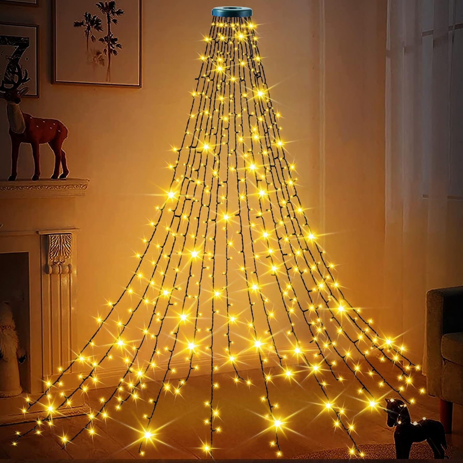 Joltix 400LED Luces Arbol Navidad, 8 Modos Luces de Navidad, Luces arbol Navidad Exterior,Fácil de instalar，Adecuada para Celebrar Navidad, Halloween(2M 400LEDS)