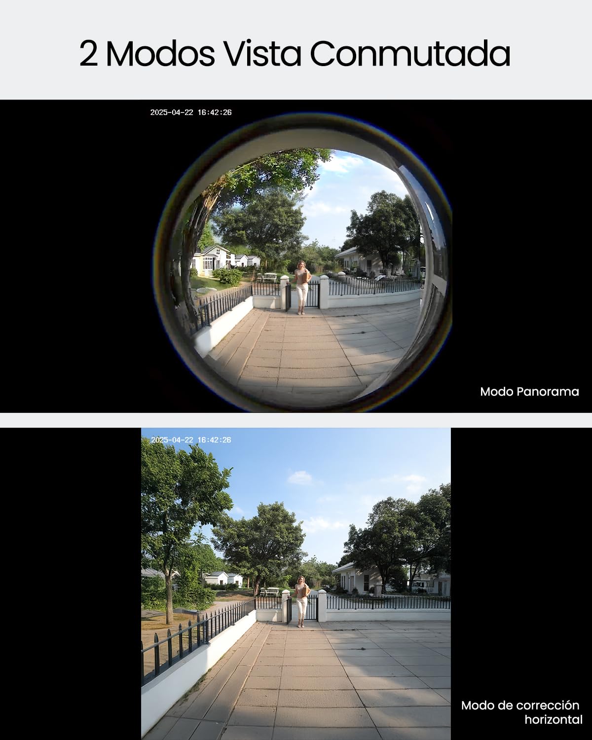 ieGeek Timbre Inalámbrico Exterior Impermeable con Cámara 180° Fisheye, 2K Videoportero WiFi, Detección Humana IA, Impermeable ip65, Zona Personalizable, Compatible Alexa, Visión Nocturna, 2.4 GHz