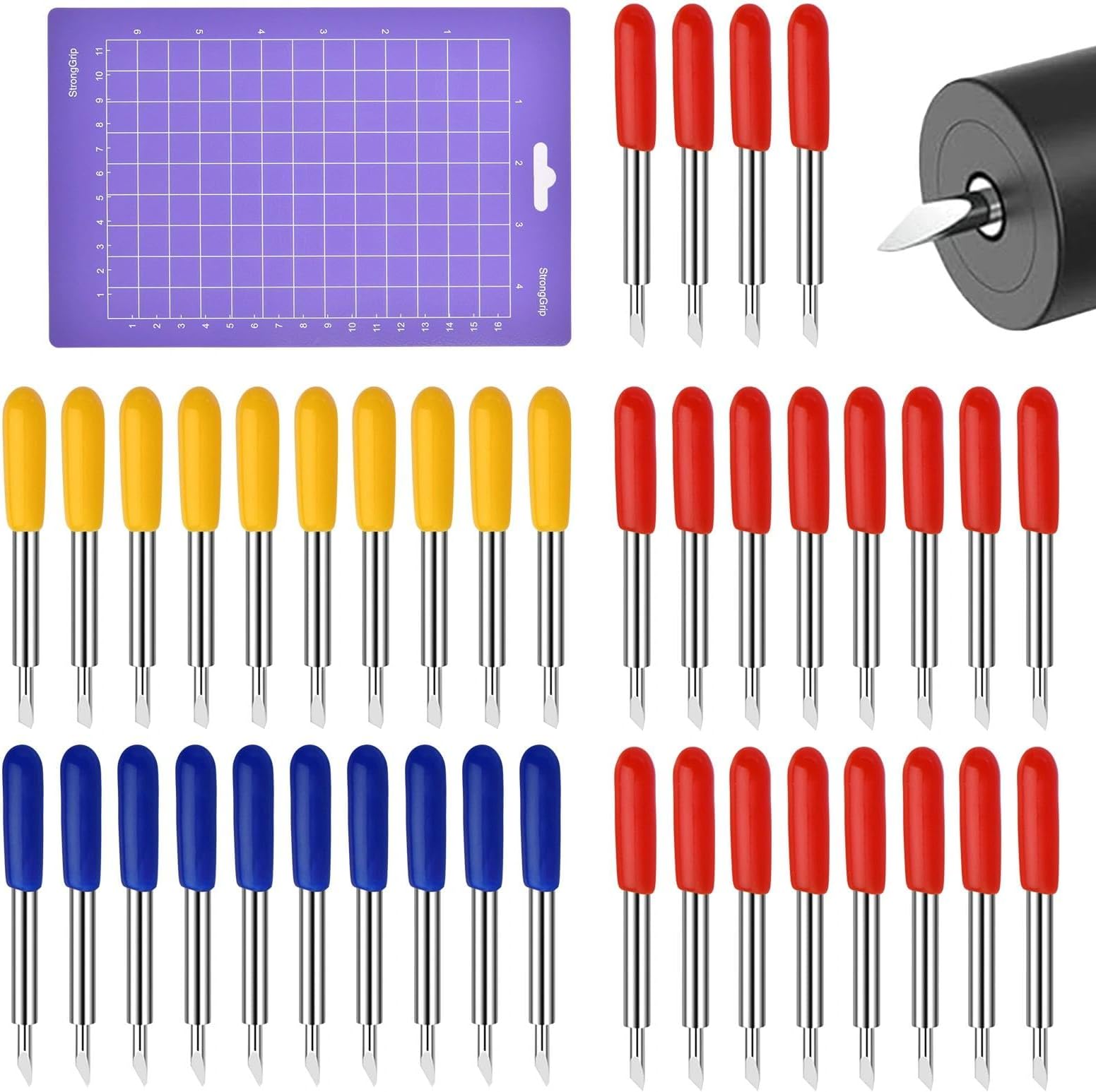 GOLD DEER 50Pcs Replacement Blades Compatible with Explore Air 2/Air 3/Explore 4/Maker/Maker 3/Maker 4,10Pcs 30°Standard 30Pcs 45°Fine-Point and 10Pcs 60°Deep Cutting Blades,1Pcs Cutting Gasket