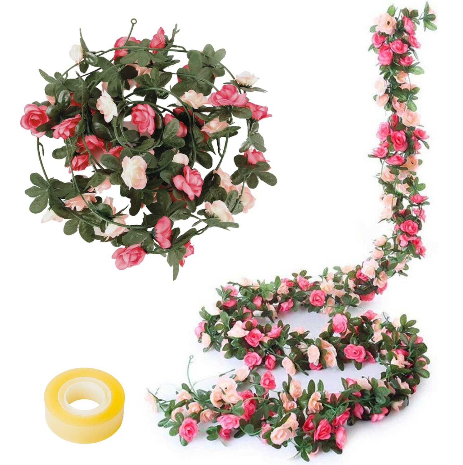 5 PCS Artificial Rose Vine| Artificial Flower Garland (2.25 meter each) | Hanging Flowers for Room | Wedding Anniversary | Birthday Wall Arch Decor | Flowers for Office Decoration