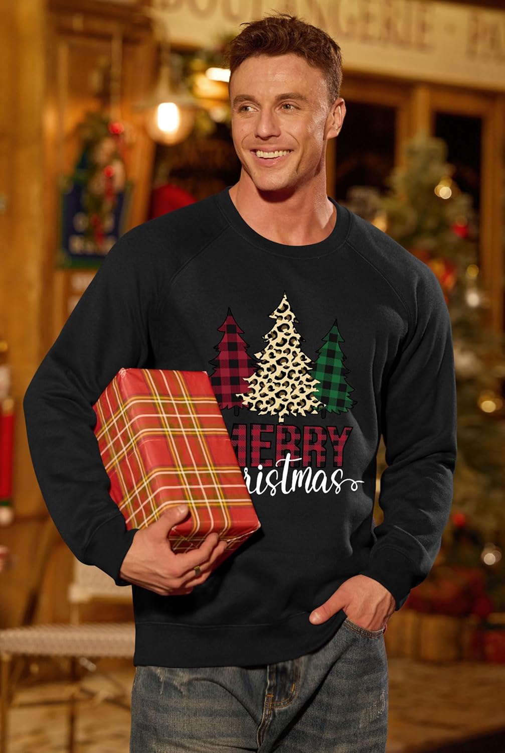 Arvilhill Mens Fleece-Lined Christmas Sweatshirts Raglan Vintage Classic Graphic Pullover (S-3XL) - Image 7