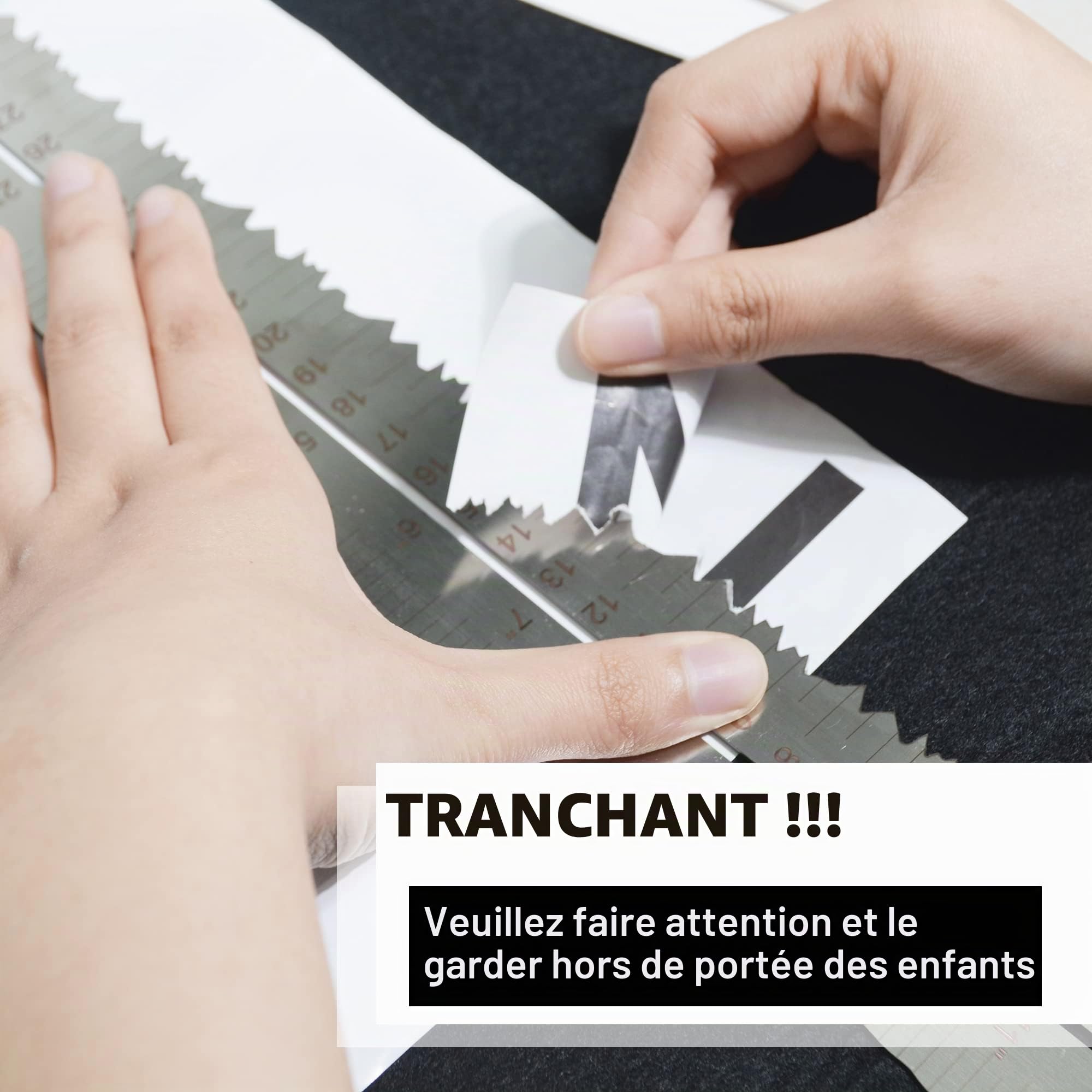 Règle en métal en acier inoxydable pour déchiqueter le papier en ligne ondulée, bords irréguliers et irréguliers, outil de mesure de 30 cm pour l'école