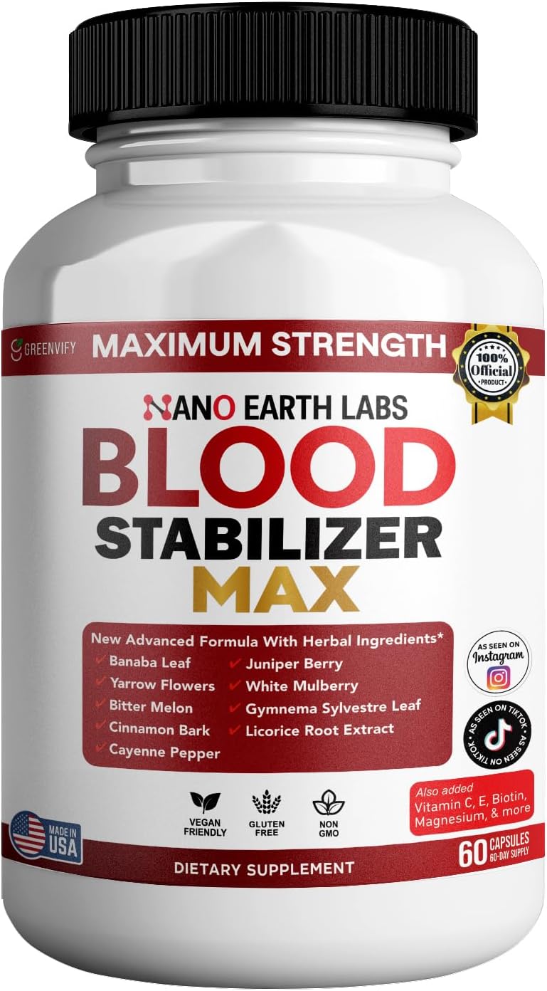 Nano Earth Labs Blood Stabilizer Max, 60 Capsules, Herbal Supplement with Vitamins and Minerals (1)