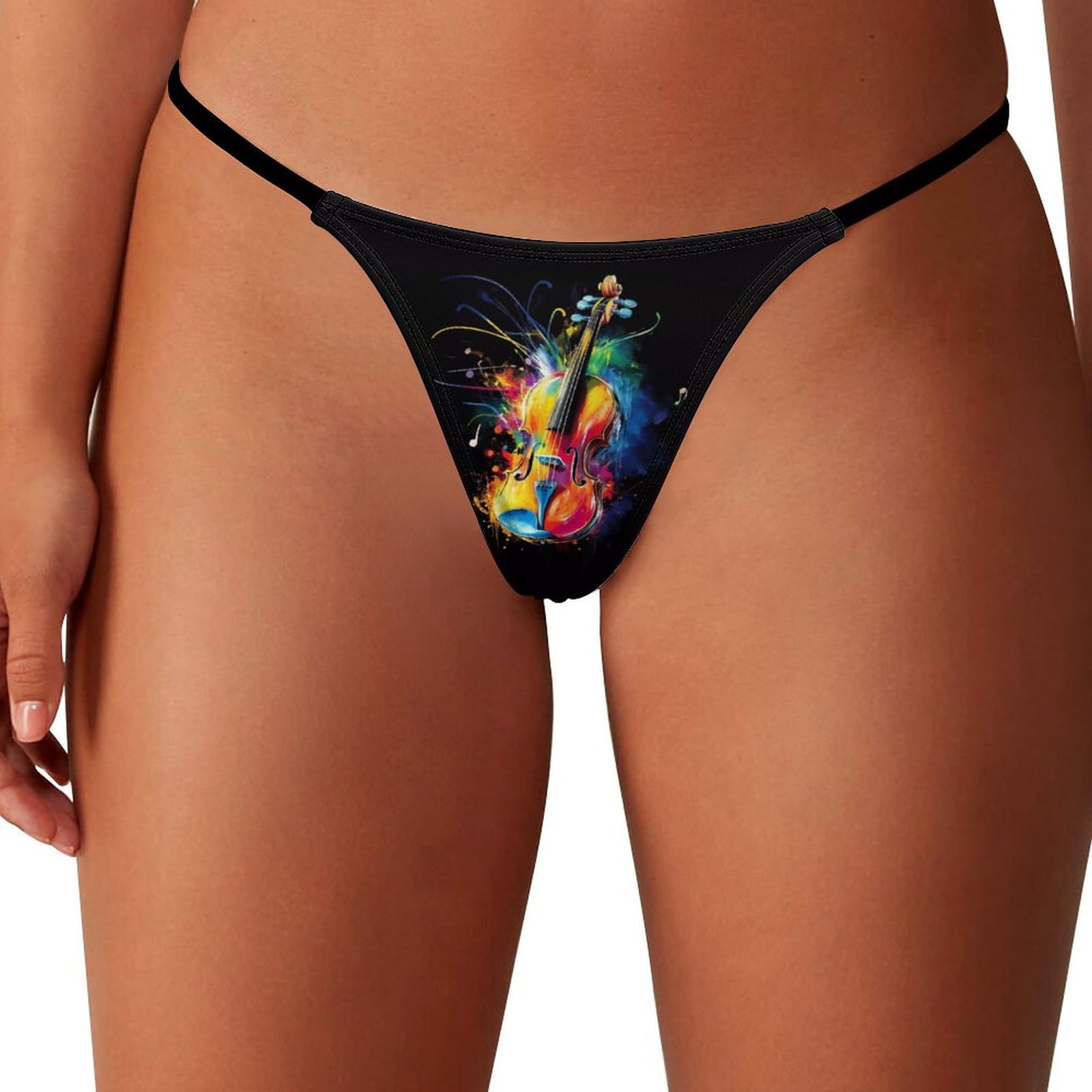 Oudrspo Violin Player Womens G-string Thongs Seamless Underwear No Show Panties