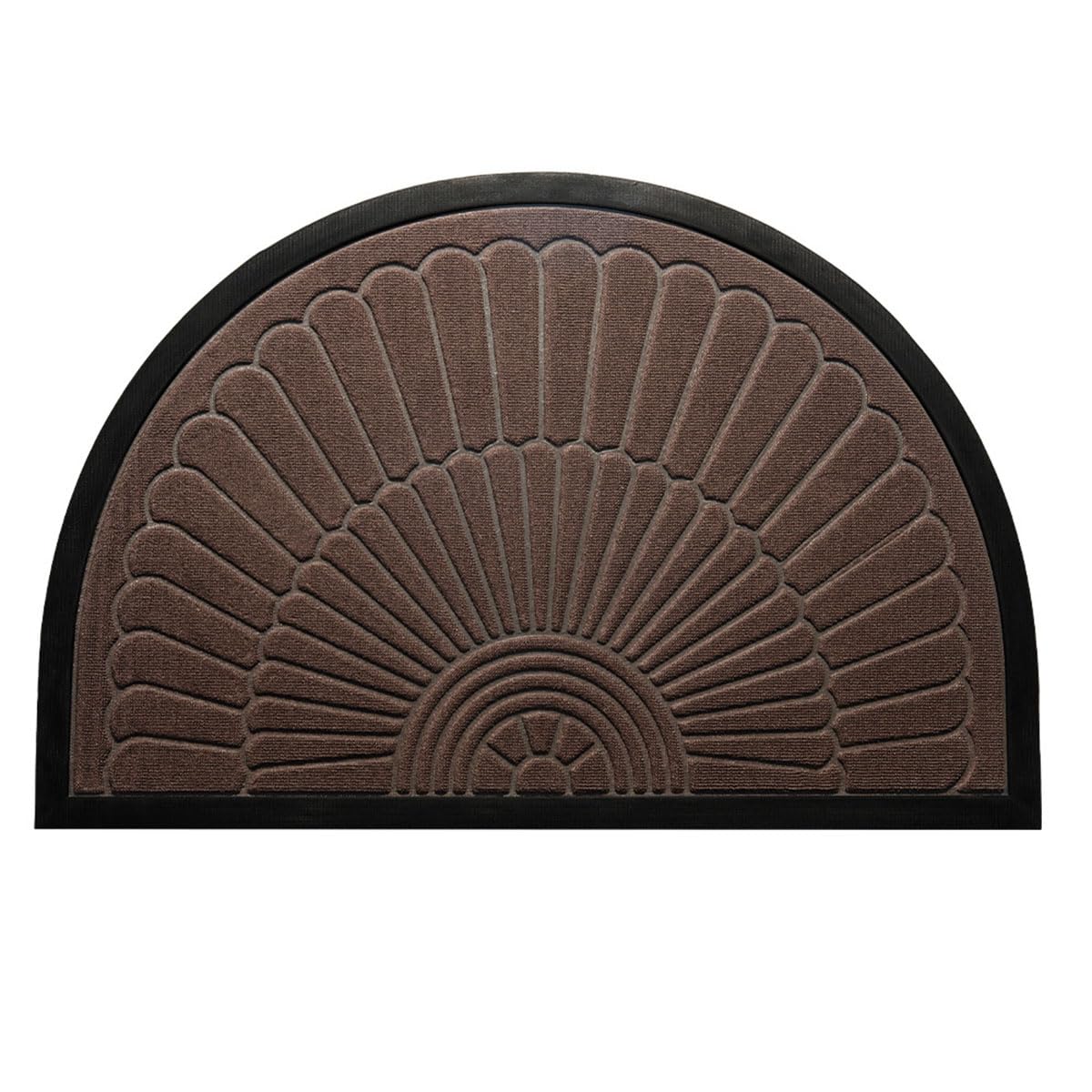 Gummi Fußmatte Halbrund für Innen und Außen - Outdoor Schmutzfangmatte Natur, Kokosmatte Outdoor Ornamente, Wetterfest und rutschfest für Flur, Terrasse, Eingangsbereich (Brown, 50cm*80cm)