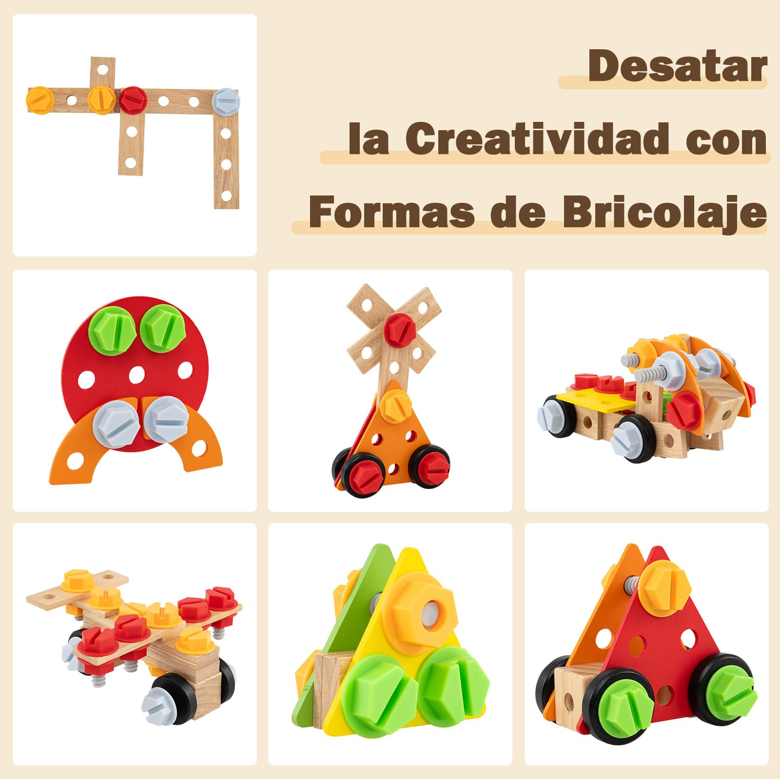 COSTWAY Banco de Herramientas de Madera para Niños, Mesa Juguete Montessori con Juego de Herramientas y Gran Espacio de Almacenamiento, Juego Educativo para Niños de 3+ Años