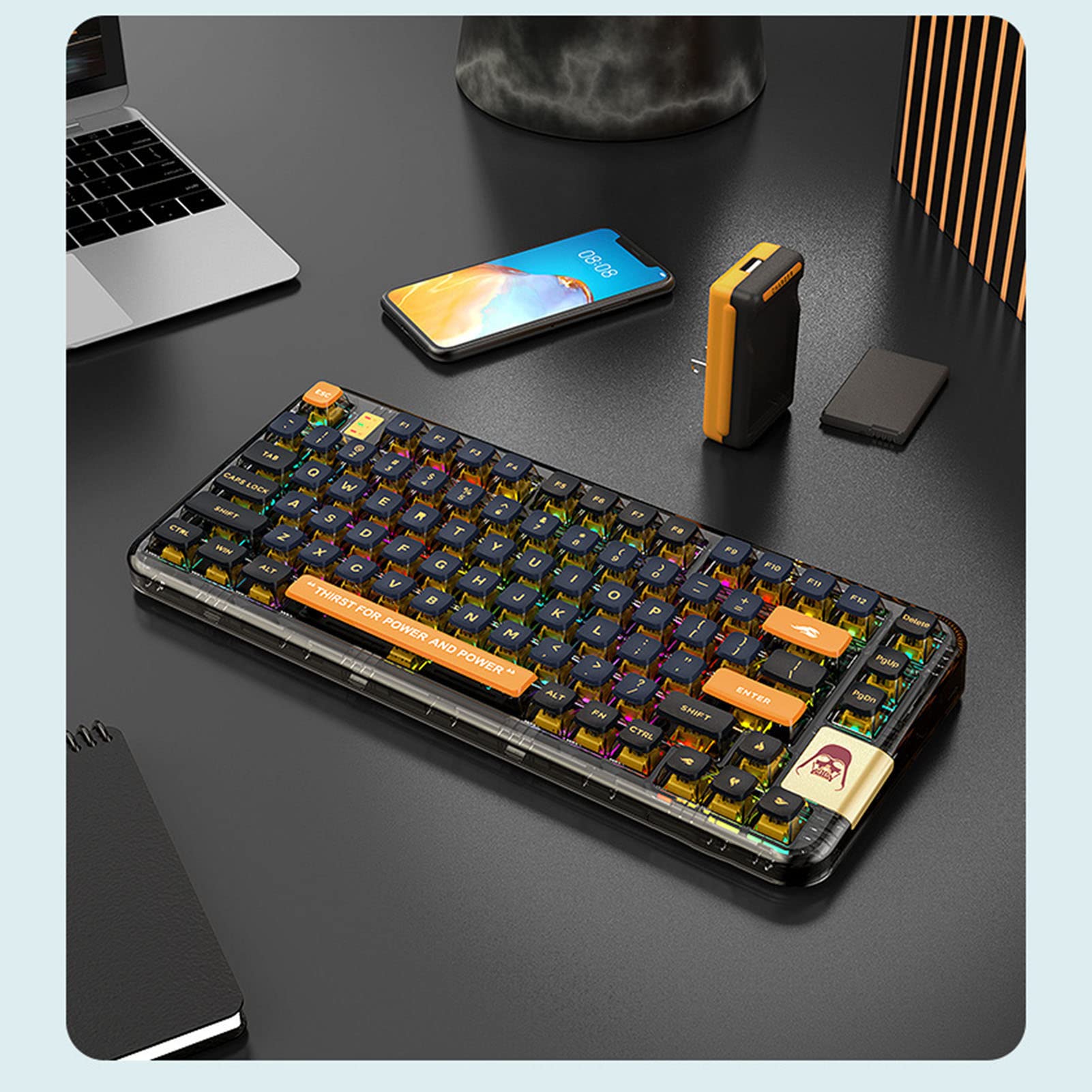Cocoarm Tastiera Gaming Trasparente RGB, 80 Tasti Struttura Gasket (BLACK)