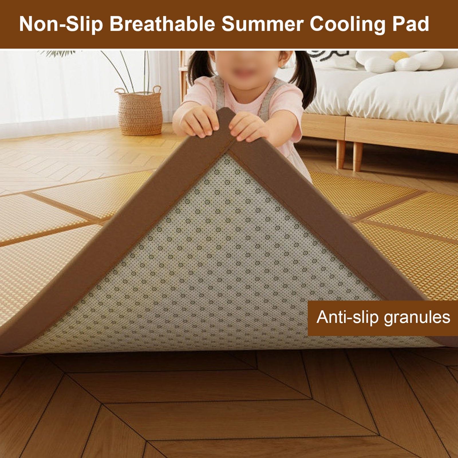 Esterilla Tatami Japonés Dormir Alfombrilla Colchón Futón Plegable de Suelo(Light Brown,80x200cm)