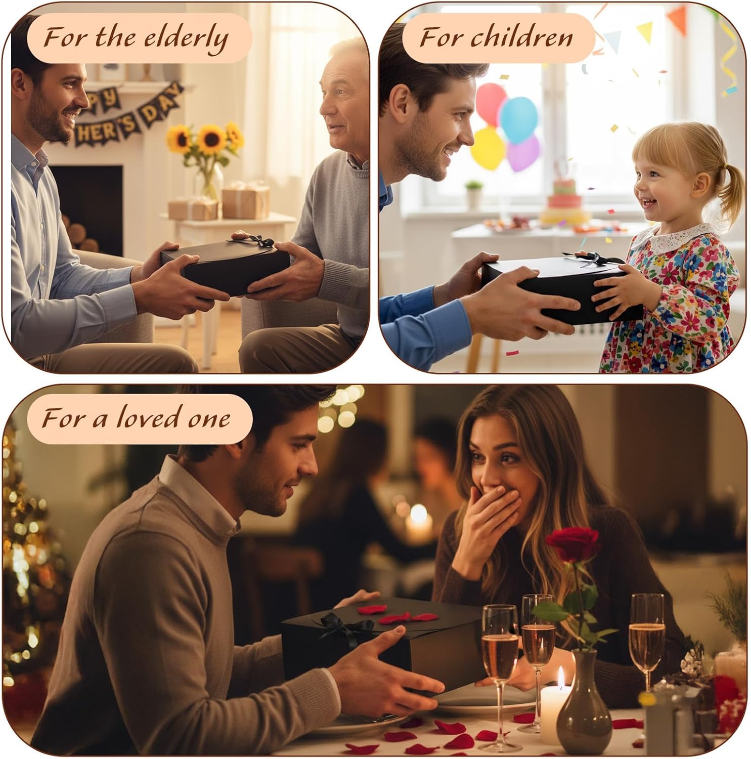 Xaajooio 12 Pack 10.6x7.8x3.1 Inch Black Gift Boxes with Lids, Bridesmaid Proposal Box, Luxury Gift Box with Ribbon for Wedding, Birthday, Christmas, Graduation, Party - Image 7