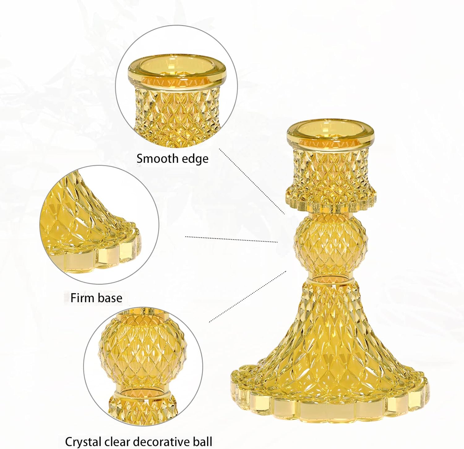 3PCS Taper Glass Candle Holders for Candlestick Candles, Decorative