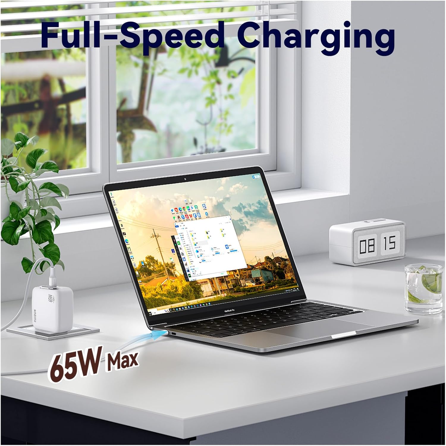 65W Retractable USB C Charger,3 in 1 Fast Charging Block with Foldable Plug,GaN Fast Charging Travel Charger for MacBook,iPad,iPhone 17/16/15,Galaxy