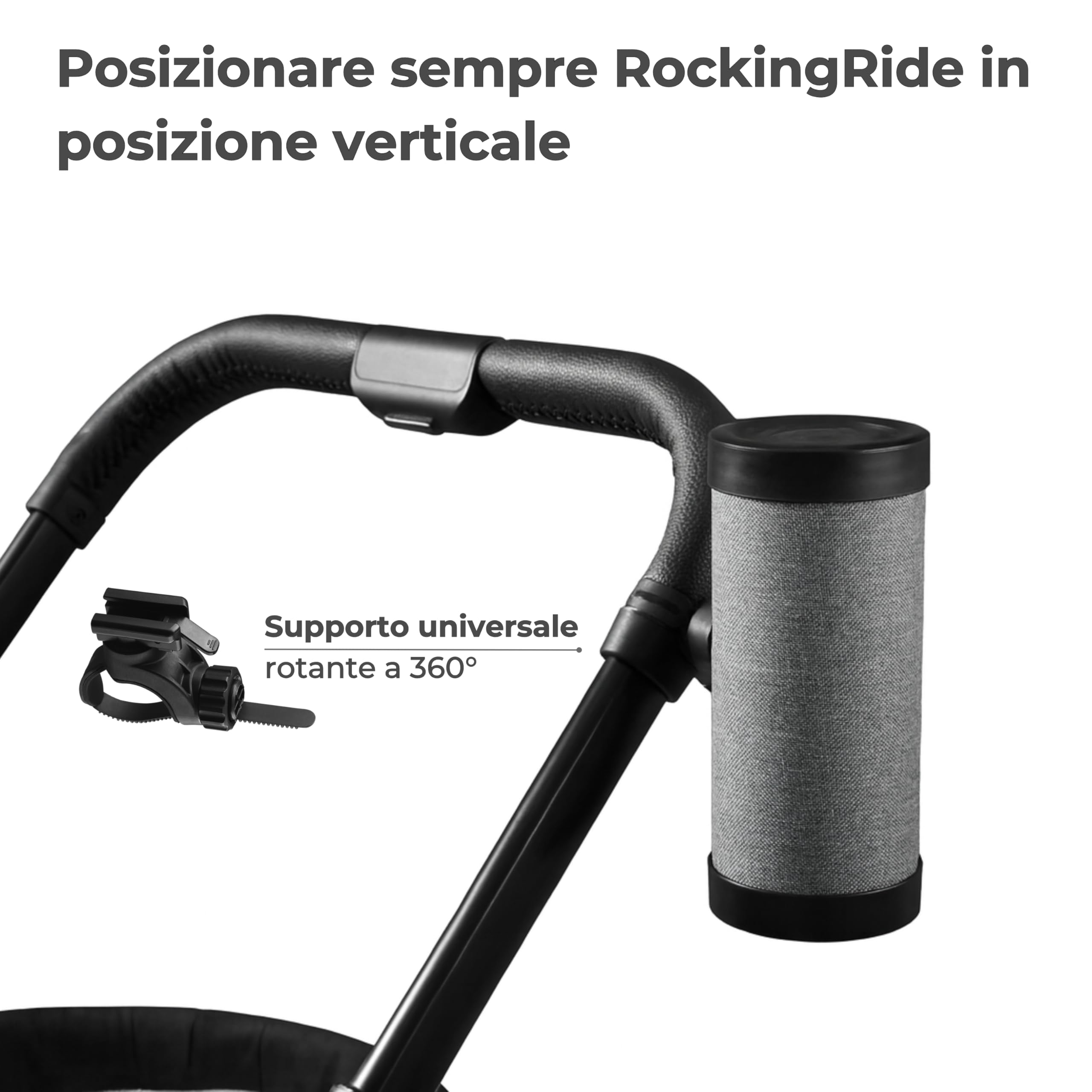Il tuo bambino dorme più velocemente – Dondolatore Passeggino Automatico per Neonati, Movimento Naturale, 30 Ore Batteria, USB-C, Luce LED Sicurezza, Universale – RockingRide PRO (Nero)