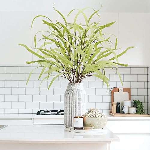 Miniatura 2 de obbsie 6 tallos de hierba artificiales de eucalipto de 275 pulgadas tallos artificiales de primavera vegetal plantas de eucalipto falsas ramas de