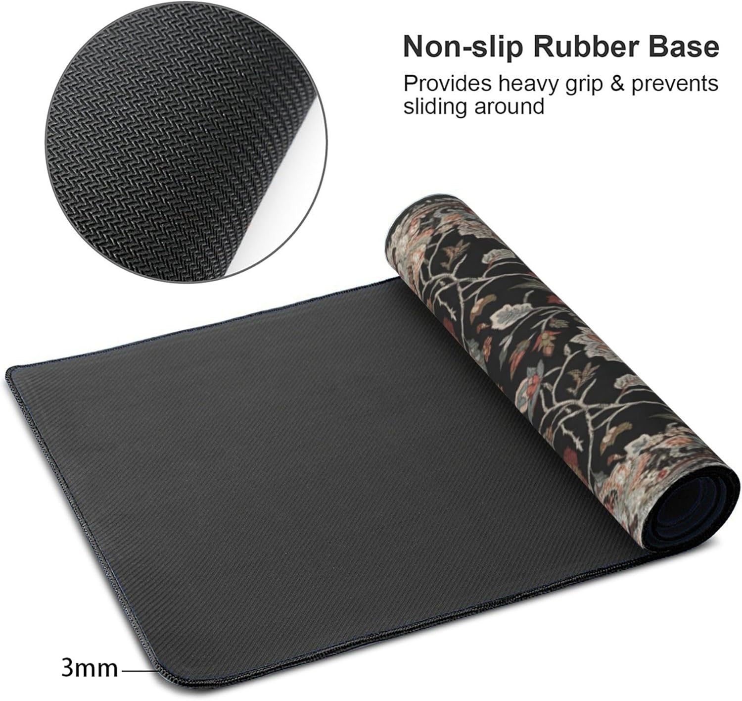 Floral XXL Large Desk Pad Mat - Anti-Slip Stitched Edges Mouse Pad for Women, Office & Home, Extra Big Computer Keyboard Mat for Desktop, Cute Aesthetic Office Supplies & Desk Decor