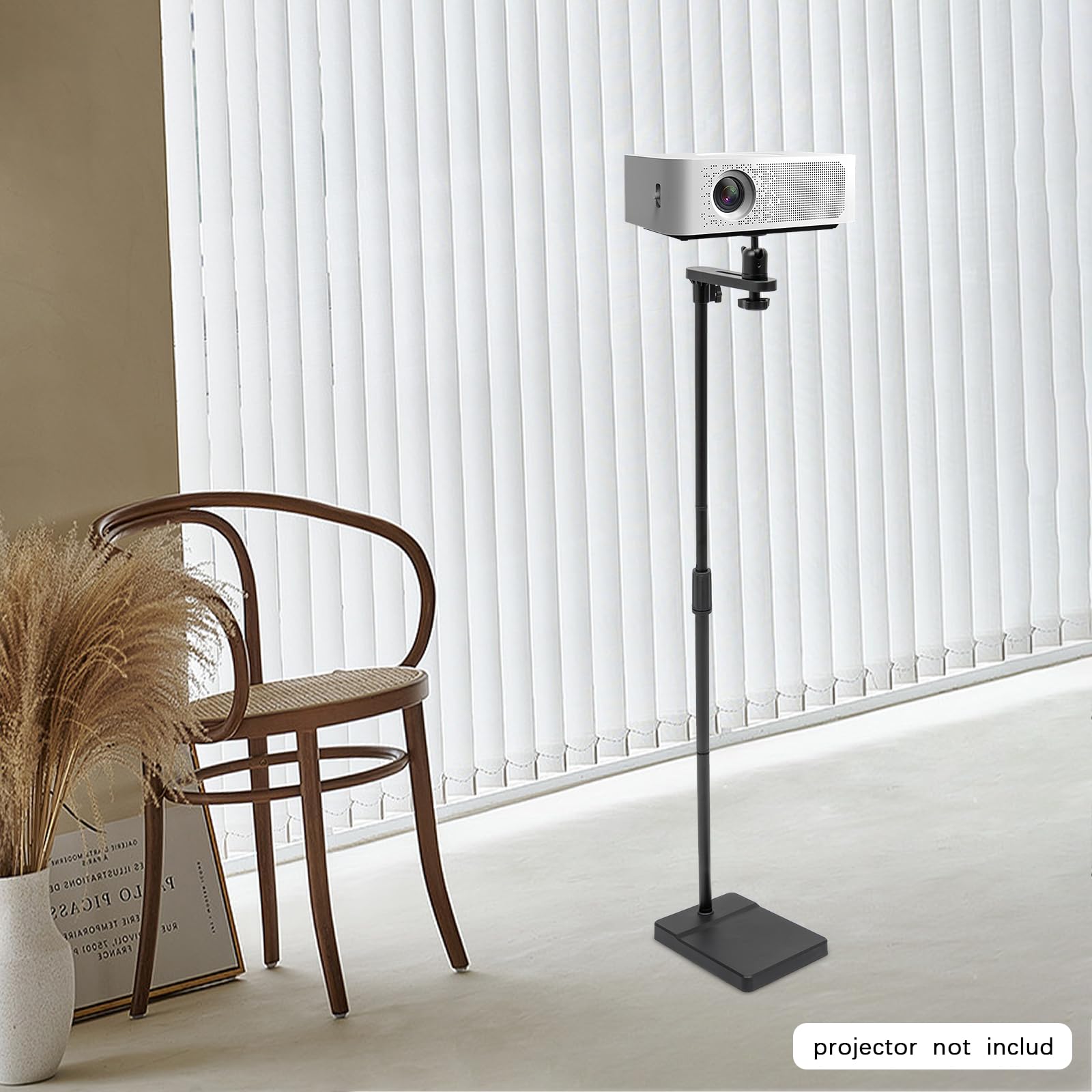 Support de vidéoprojecteur réglable en hauteur de 121 à 154 cm avec support pivotant à 360° pour projecteur, trépied épais en métal solide