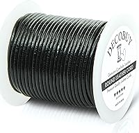 Vista 1 de Cordón de cuero para hacer joyas, cordón redondo de 2 mm, cuerda de 27 yardas utilizada para manualidades, cuerda para collar, trenzado - Negro