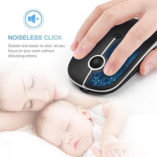 Miniatura 7 de Vssoplor - Ratón inalámbrico tipo C, modo dual 2.4 G, mouse inalámbrico USB C inalámbrico con nano USB y receptor tipo C compatible con PC, laptop,