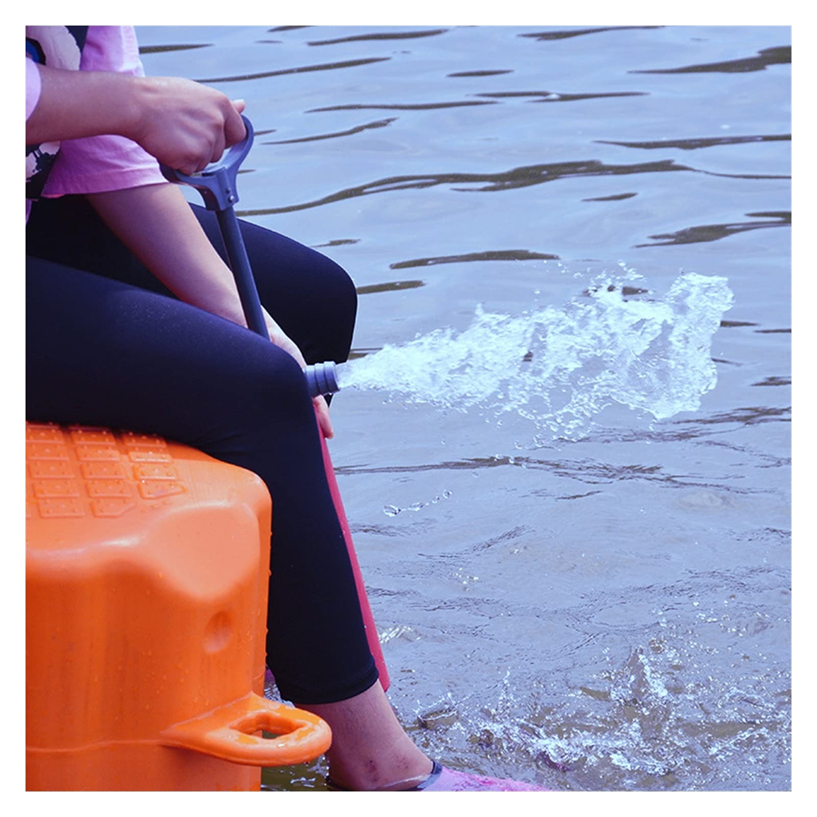 Elektrische Luftpumpe, 46 cm, Kajak-Handpumpe, Kanu, schwimmende Kunststoff-Hand-Lenzpumpe für Notüberleben, Rettung, Wassersport, Bootszubehör für Schlauchboote und Paddelbretter (Farbe: Orange)