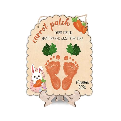 DIY Baby's First Easter Carrot Footprint Sign, Cute Carrot Bunny