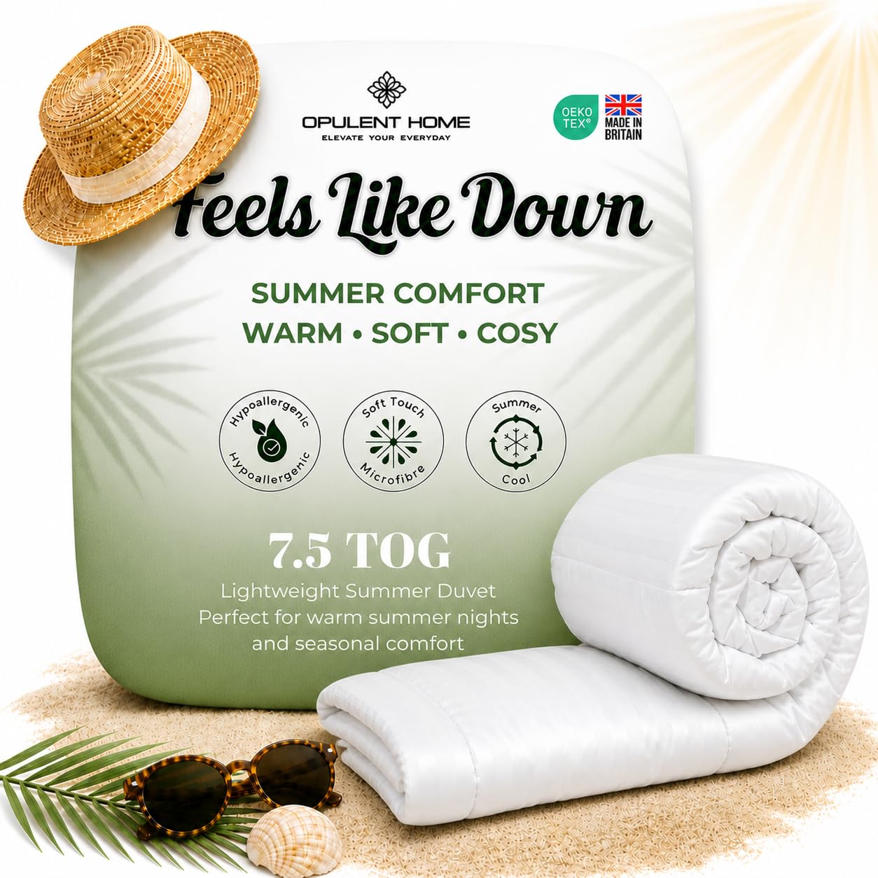 Opulent Home White Double Summer Hollowfibre Duvet 7.5 Tog