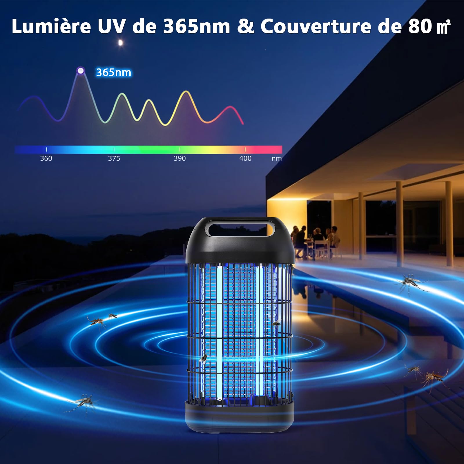 Lampe Anti Moustique Interieur, Piège à Mouche Intérieur UV 18W, Efficace Portée 80m², Tue Mouche Insecte Électrique Lumière Bleue Anti Insecte pour Maison Chambre Cuisine Salon