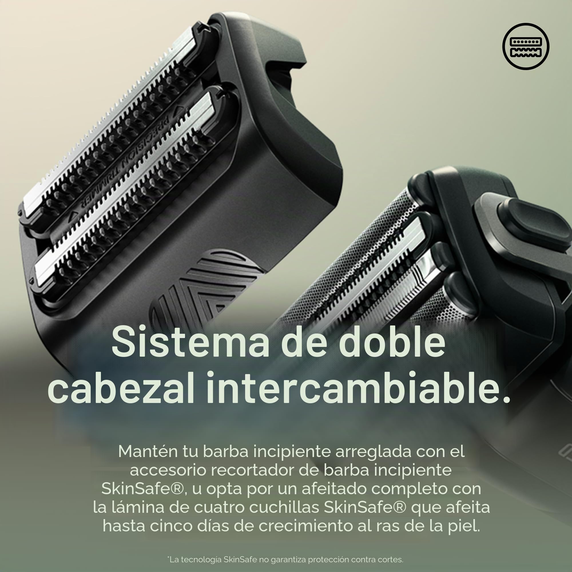 Afeitadora de hoja The Chairman™ PRO de MANSCAPED® - Dos cabezales intercambiables, Cabezal con 4 cuchillas de hoja SkinSafe® y cabezal de recortado, Carga USB-C o inalámbrica, Bloqueo de seguridad