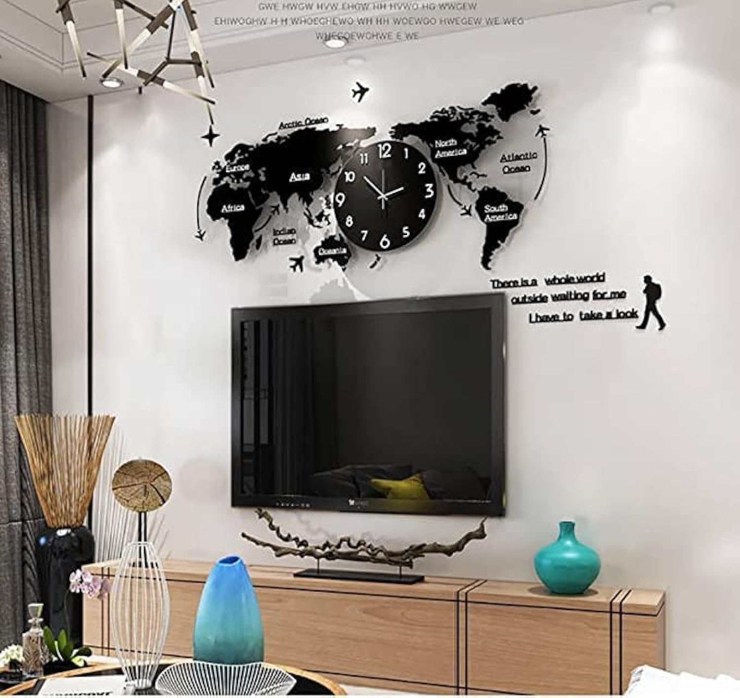 Modern Acrylic World Map Clock - Stylish and Functional Wall Hanging Clock for a Global Touch in Your Home or Office Decor, Large Decorative Wall Art for Home, Bedroom, Office, and Kitchen.